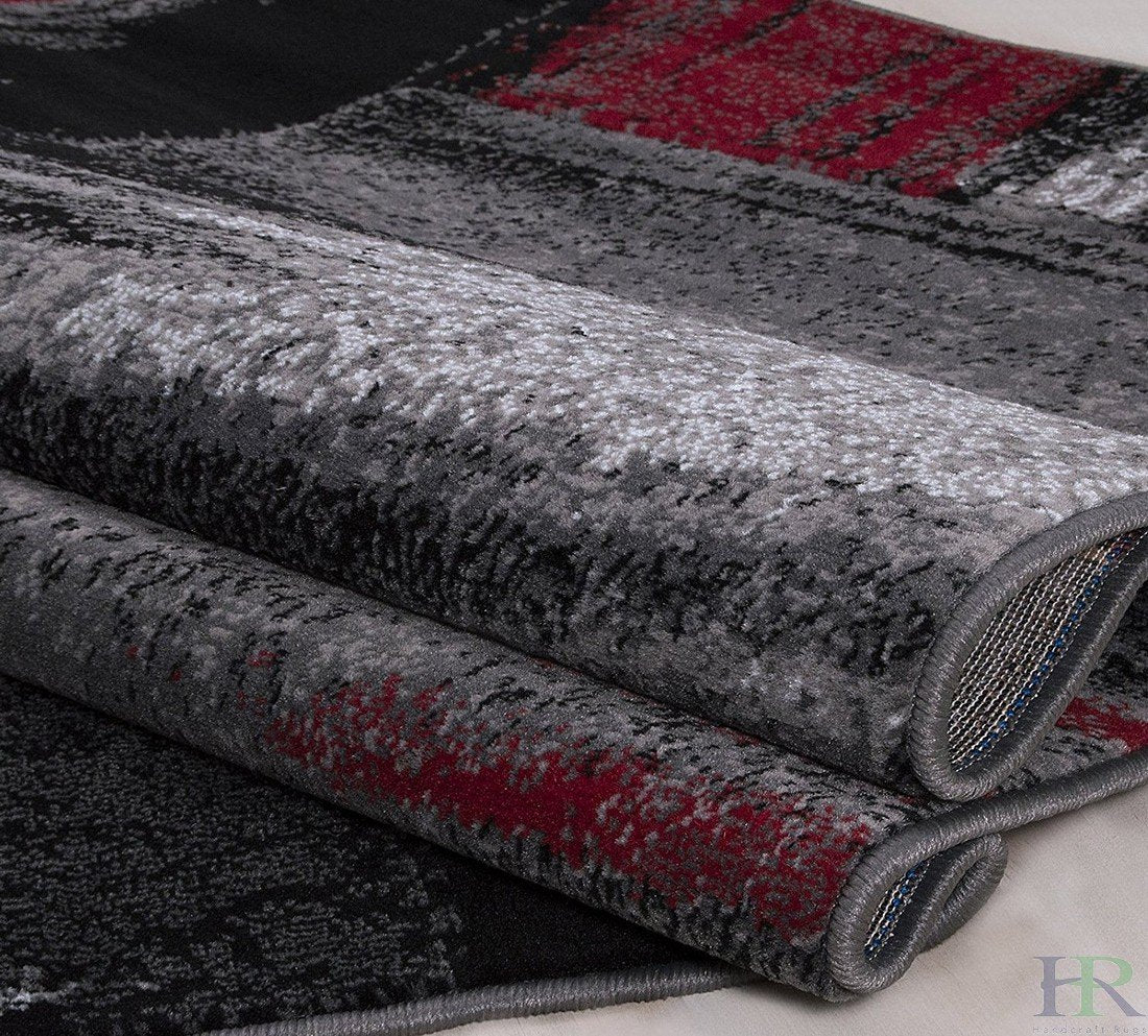 Modern Mixed Brush Color Pattern Area Rug – Various Sizes Available in Gray, Red, Beige, Blue, Lava, Orange, Electric Green, Yellow, Chocolate