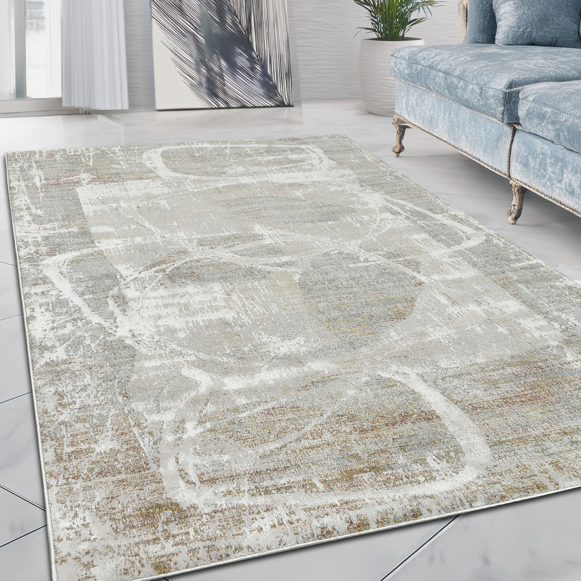 HR High Quality Modern Abstract Scribbled Shape Area Rug