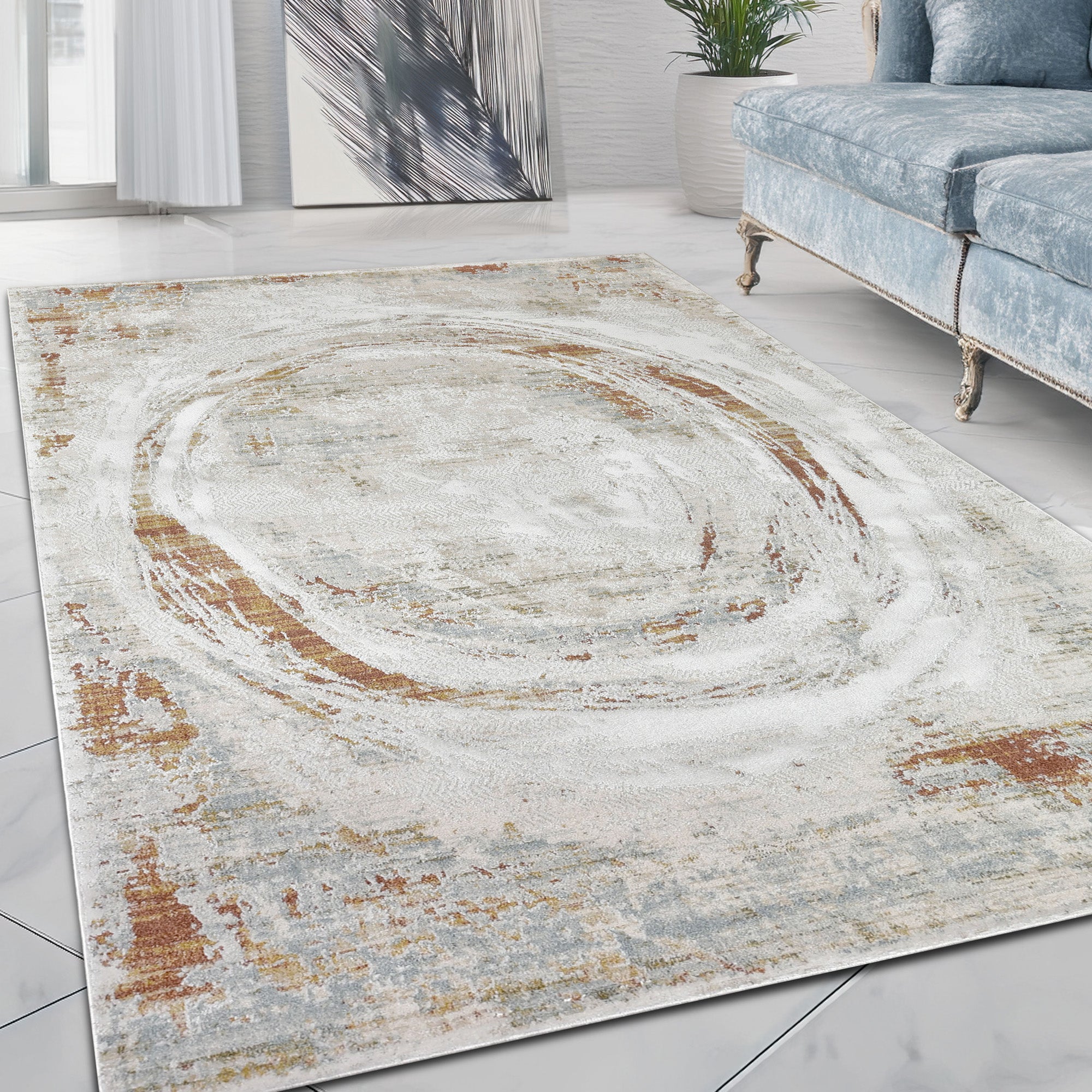 HR High Quality Modern Abstract Scribbled Shape Rug #8981