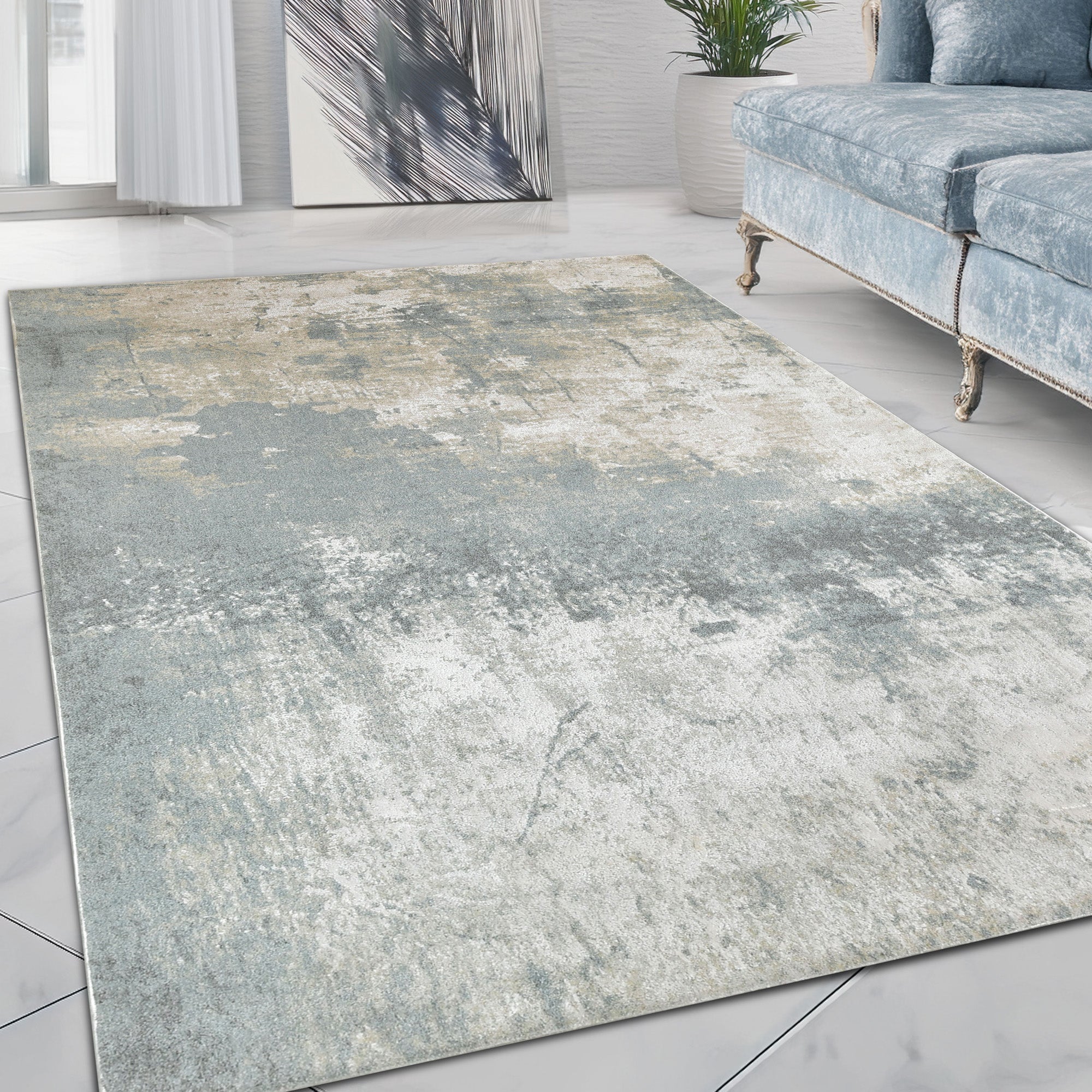 HR High Quality Modern Abstract Weathered Geometric Shapes Rug #8983S