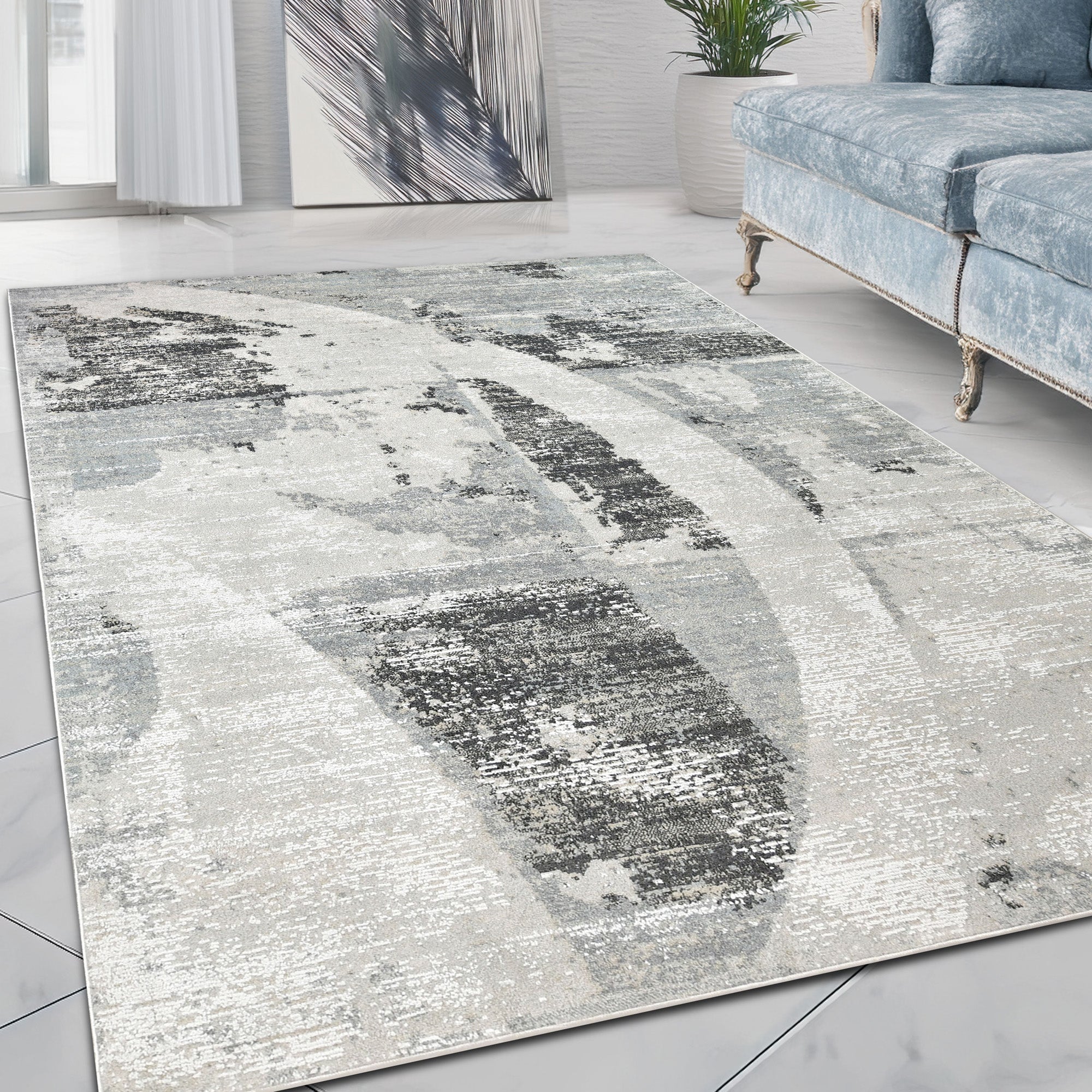 HR High Quality Modern Abstract Weathered Wall Rug #8984S