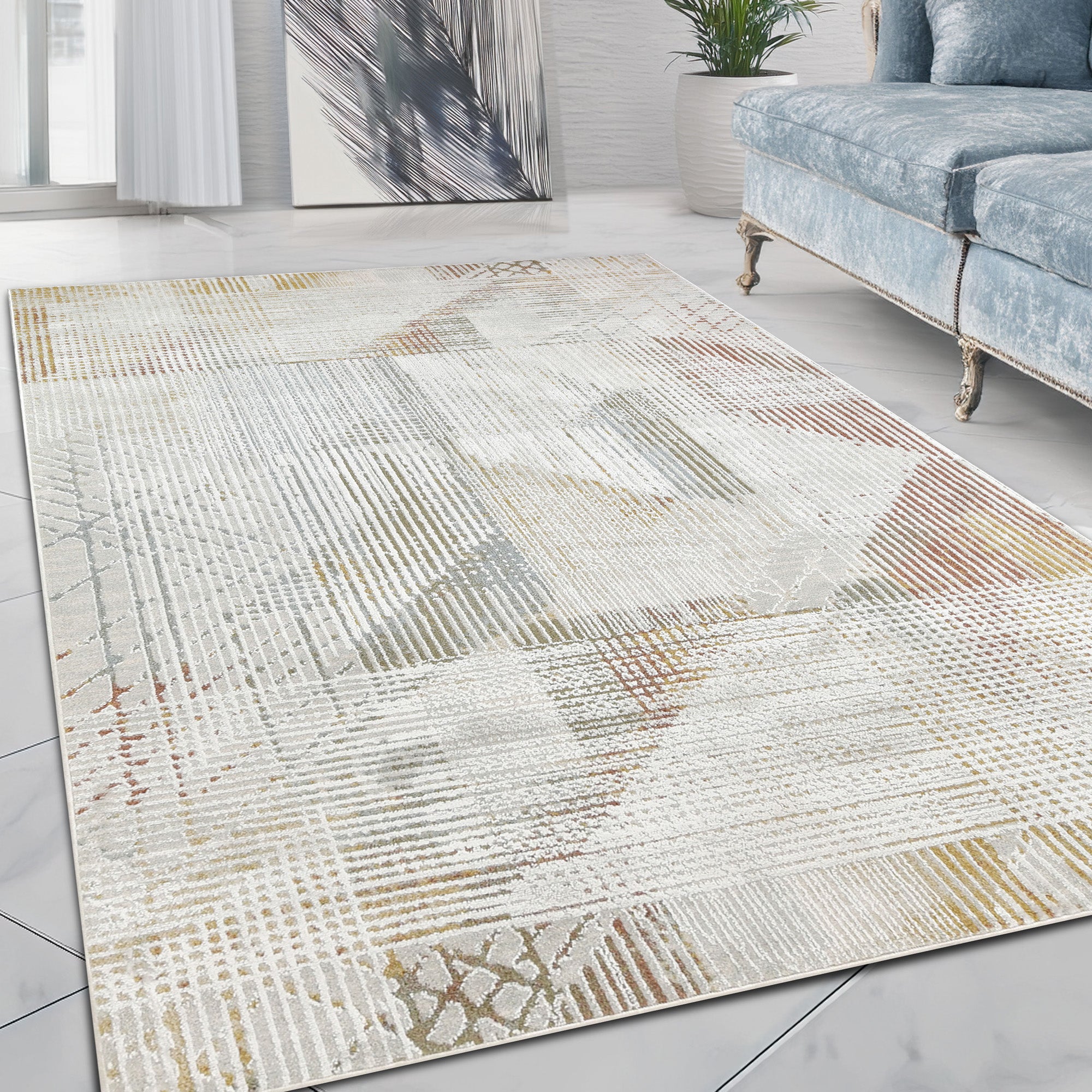 HR High Quality Modern Abstract Weathered Wall Rug #8986T