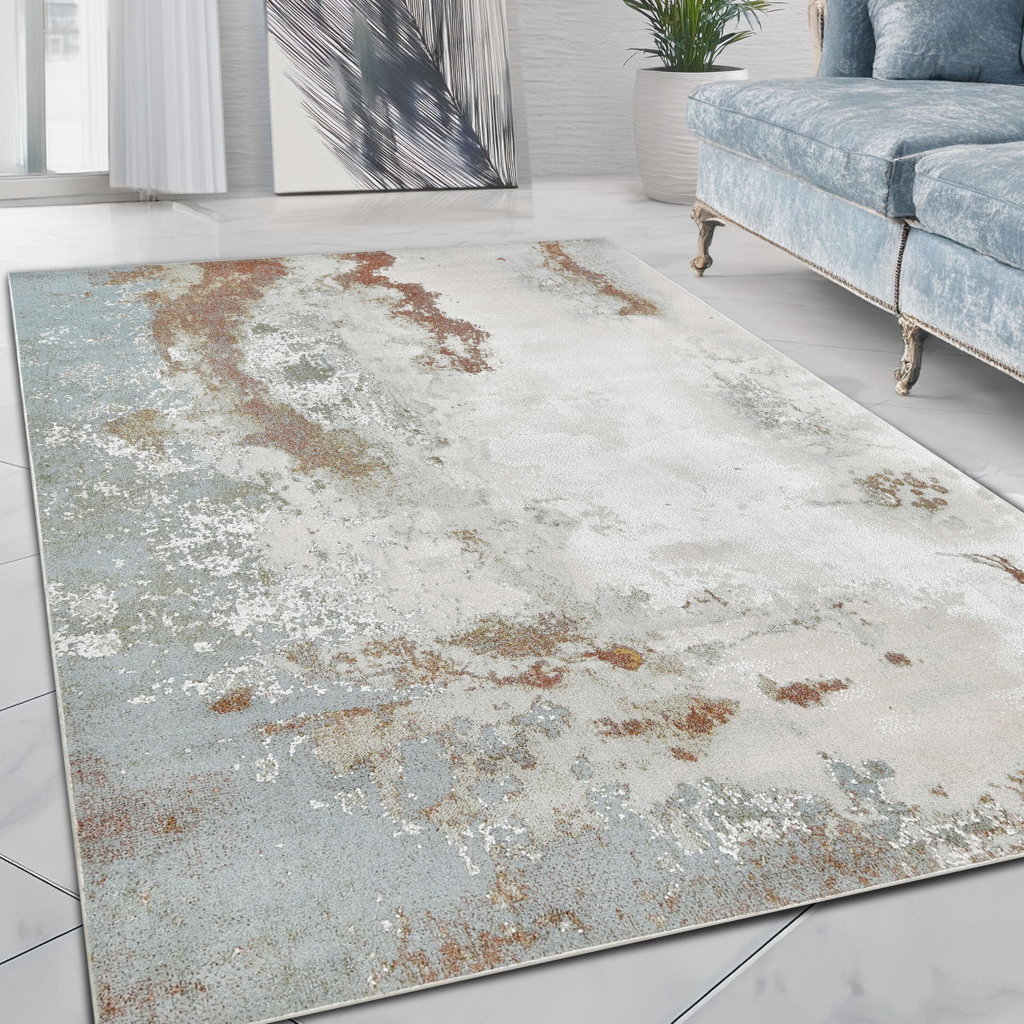 HR High Quality Modern Abstract Weathered Wall Rug#8987T