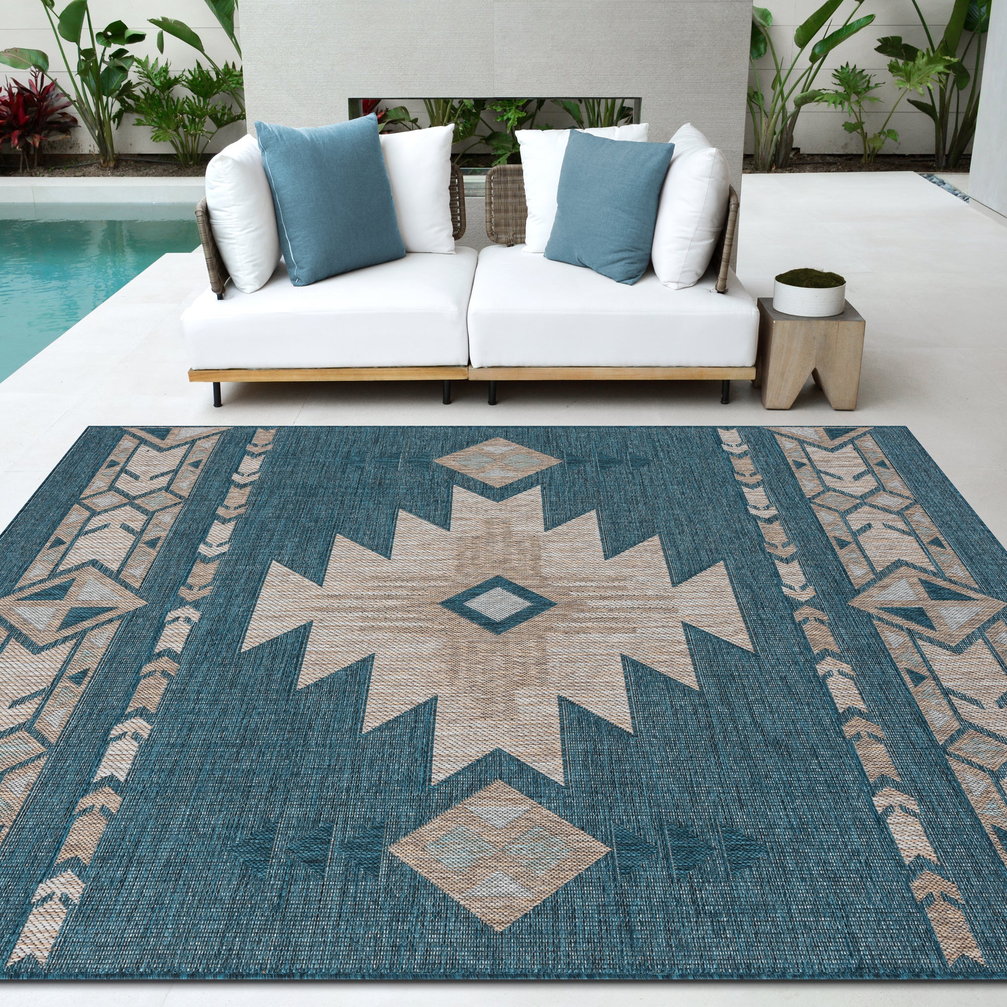 Southwestern Navajo Outdoor Rug – Waterproof and Fade-Resistant – 5x7 & 8x10 Sizes