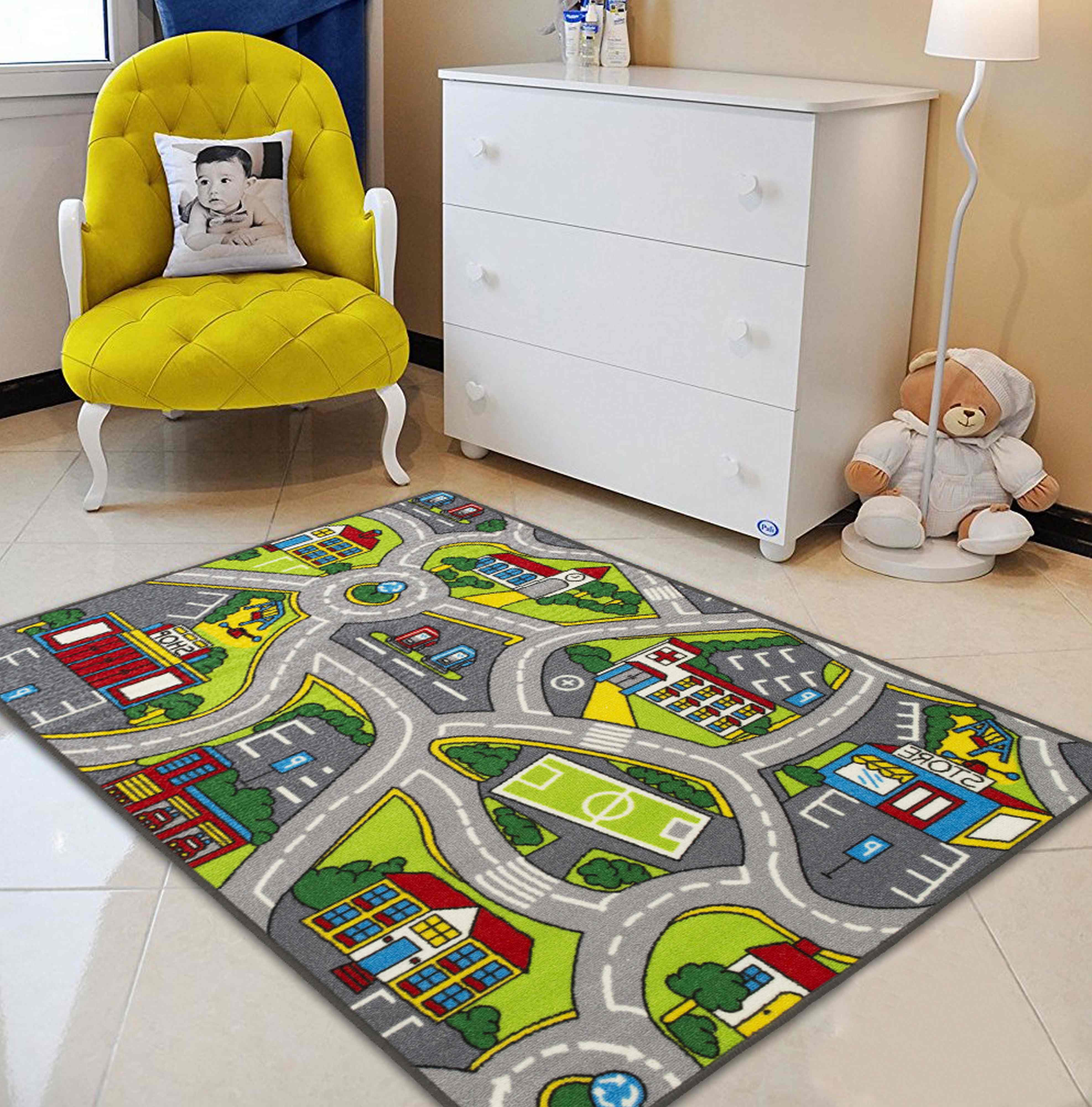 Kids Car Road Rugs City Map Play mat Classroom/Baby Room Non-Slip