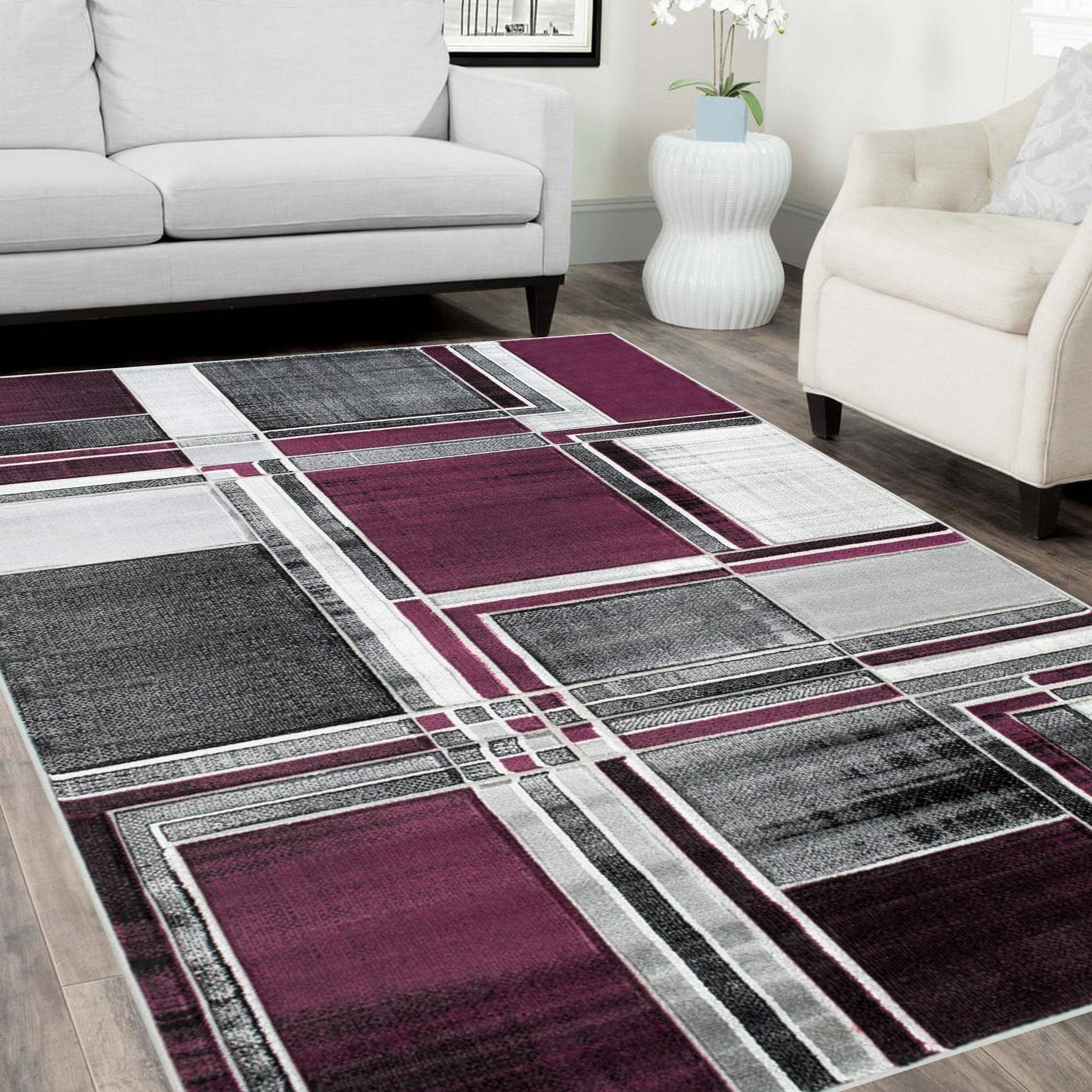 Cubism/Squares Modern  Hand Carved Area Rug 15