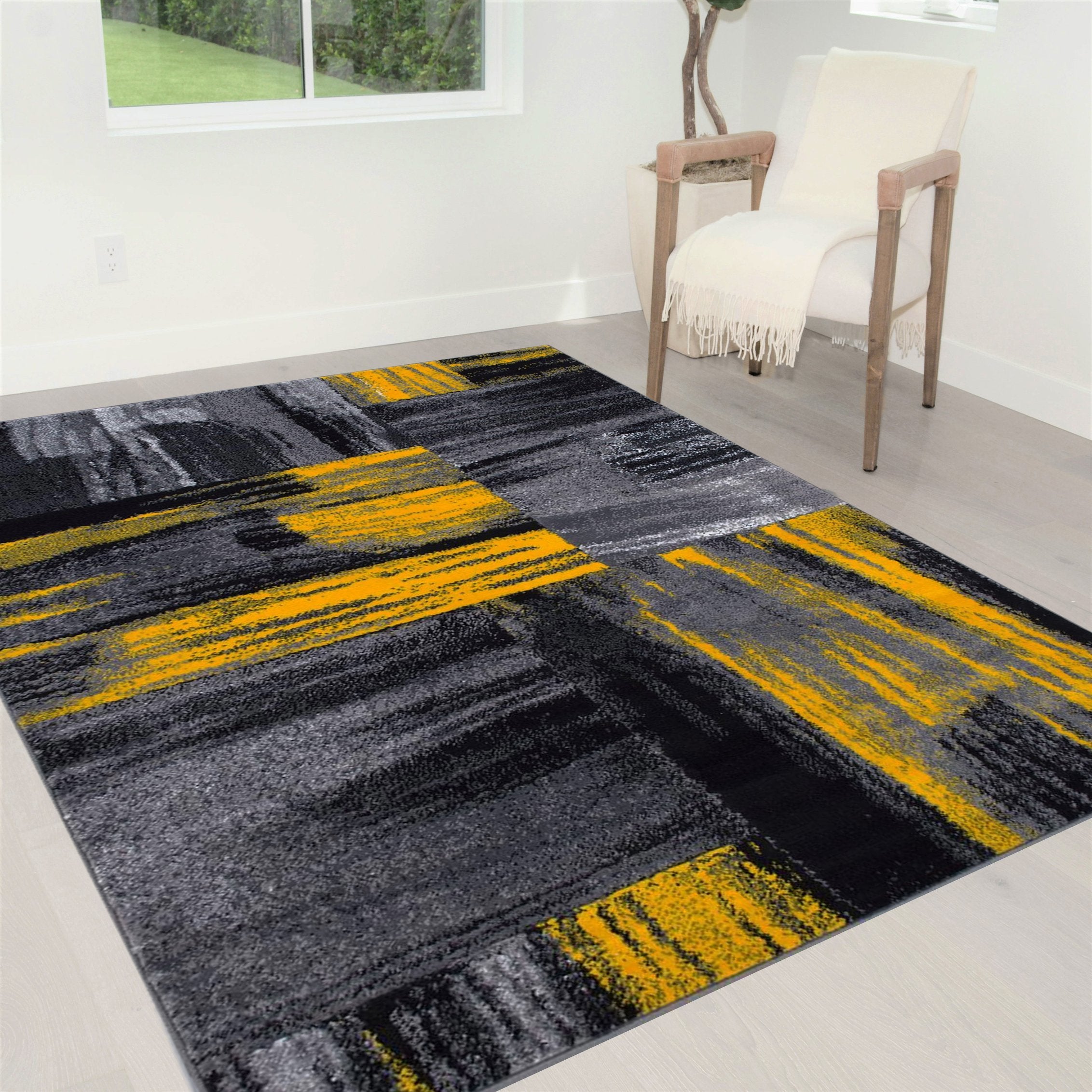 Modern Design Mixed Brush Pattern Colors Area Rug