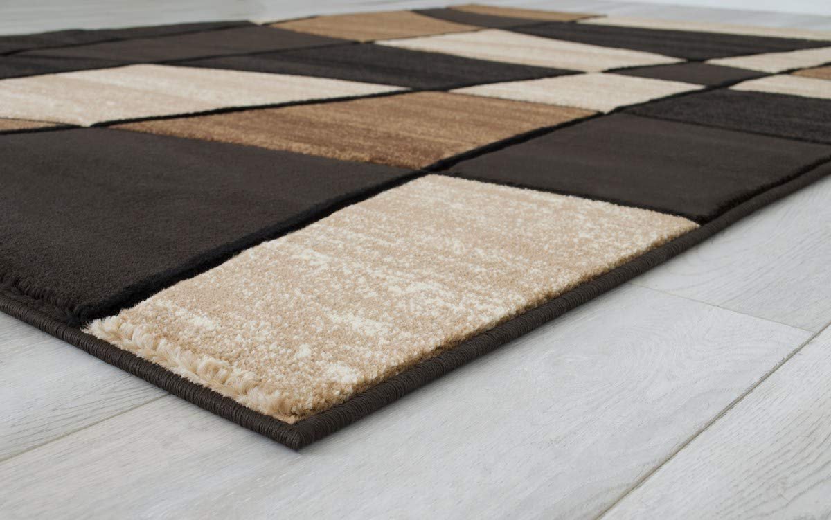 Color Block Rug Hand Carved 12