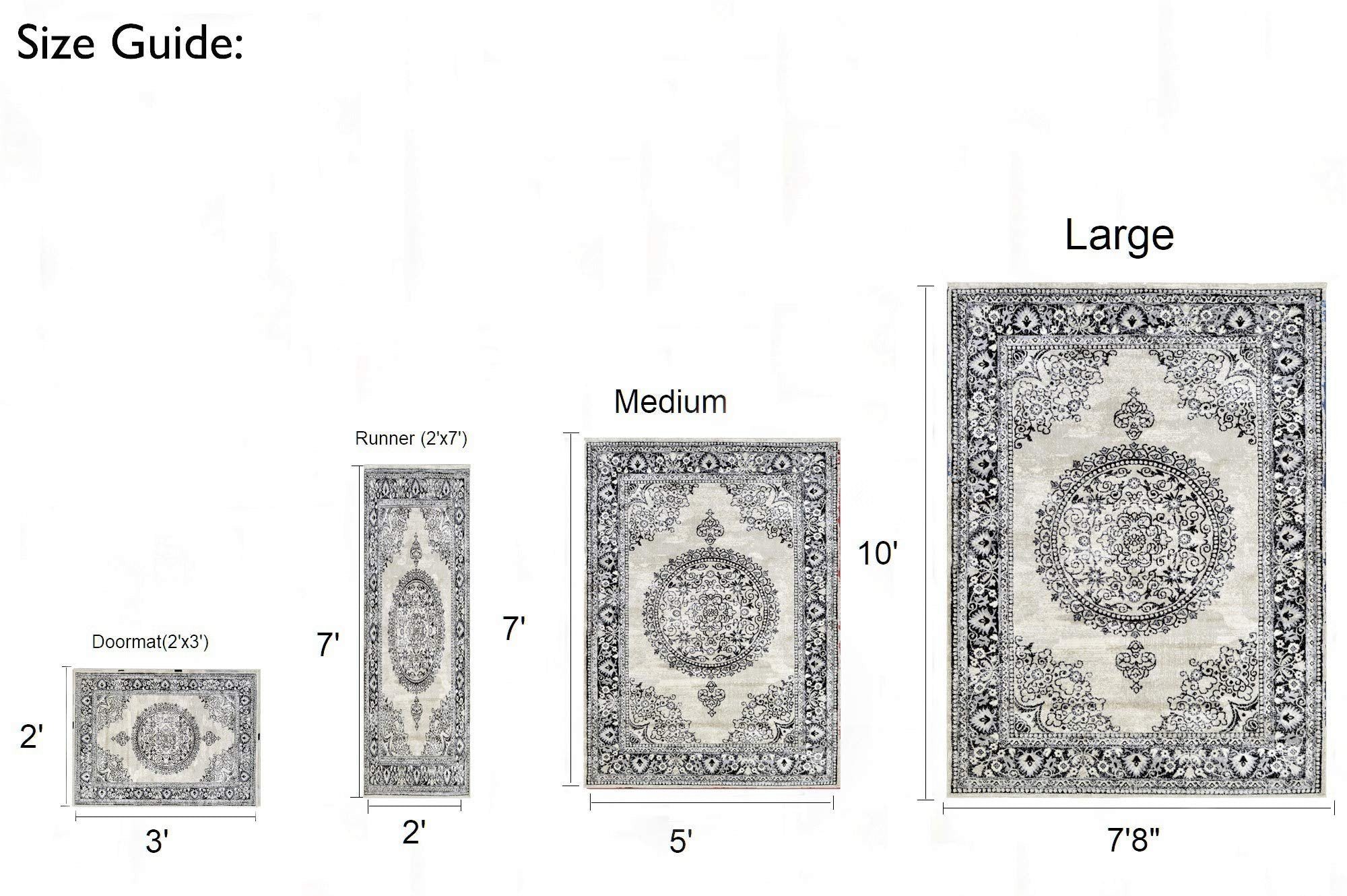 HR Traditional Rug for Living Room Antiqued Oriental Boho Décor