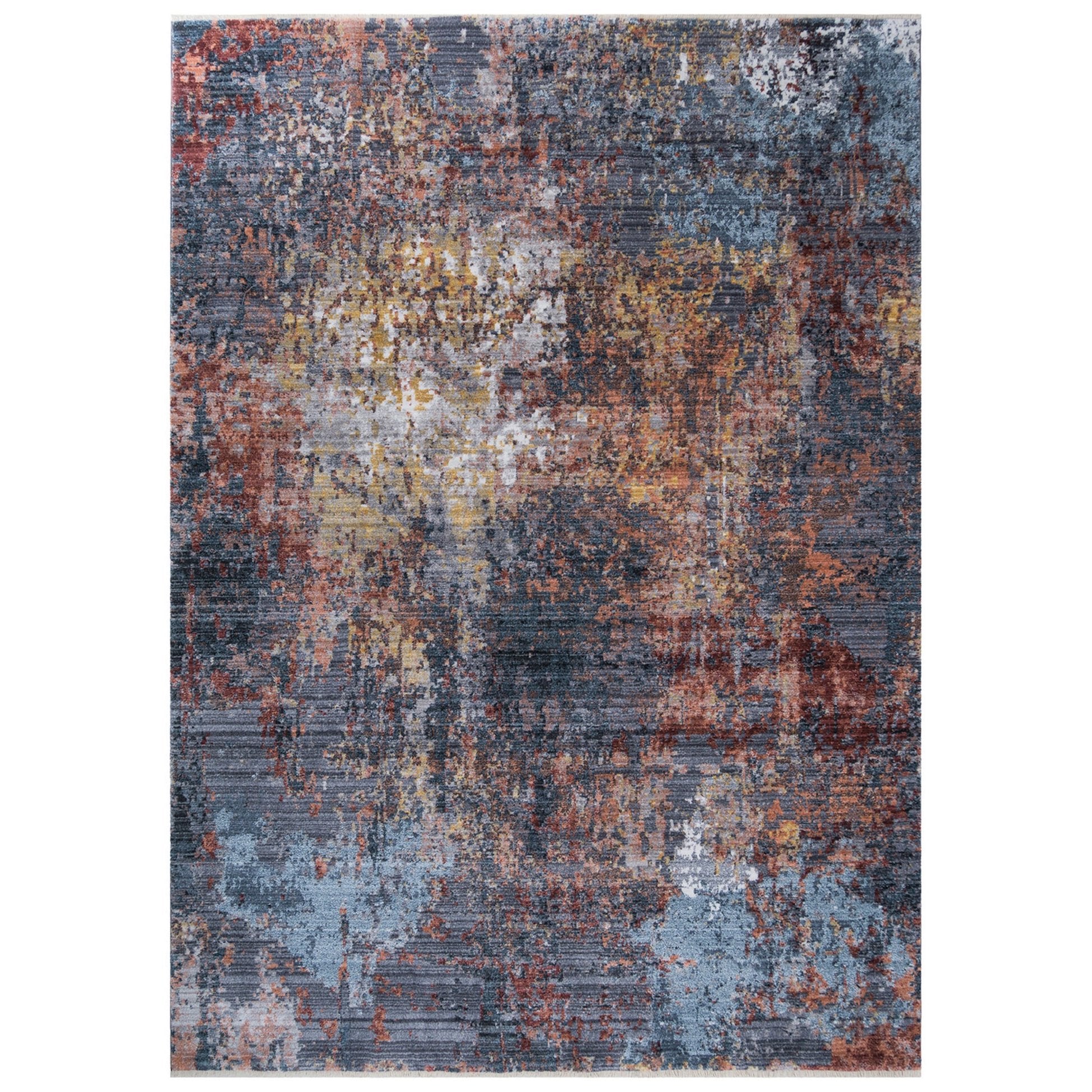 Bohemian Chic Vintage Distressed 5 x 7 Area Rug Leno Weave Abrash Design Novelty Rug Gold and Multi