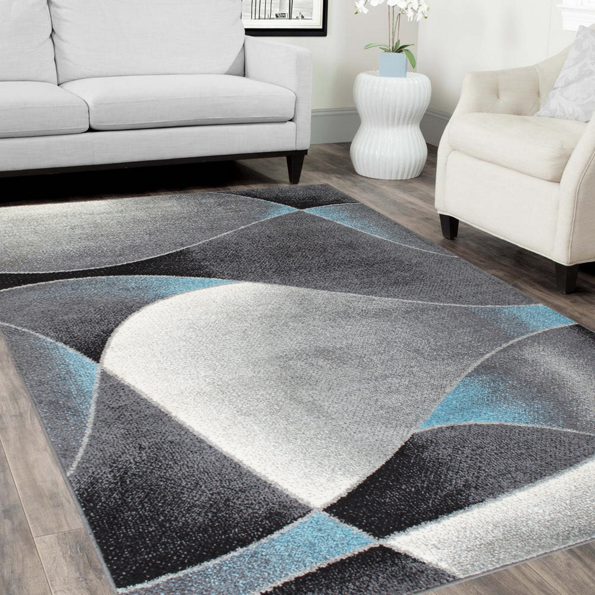 Wavy Distressed Color Rugs #89