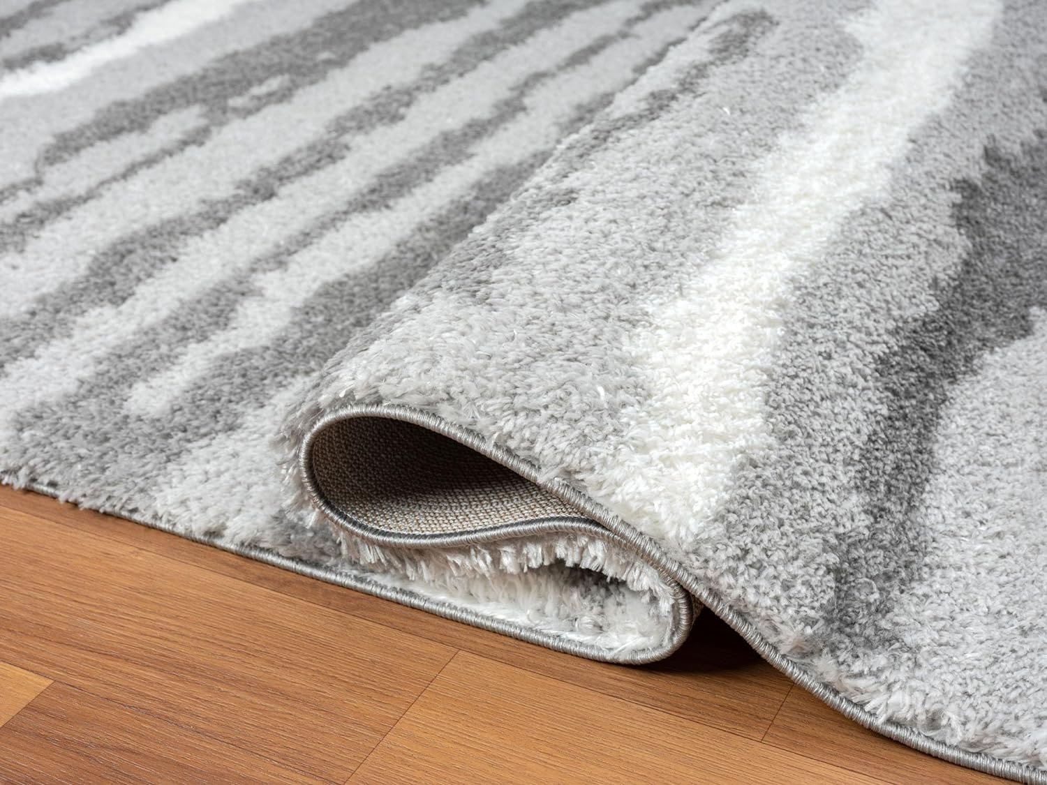 HR Modern Abstract Shag Area Rug - Luxurious Soft Plush Texture for Contemporary Home Decor, #26224