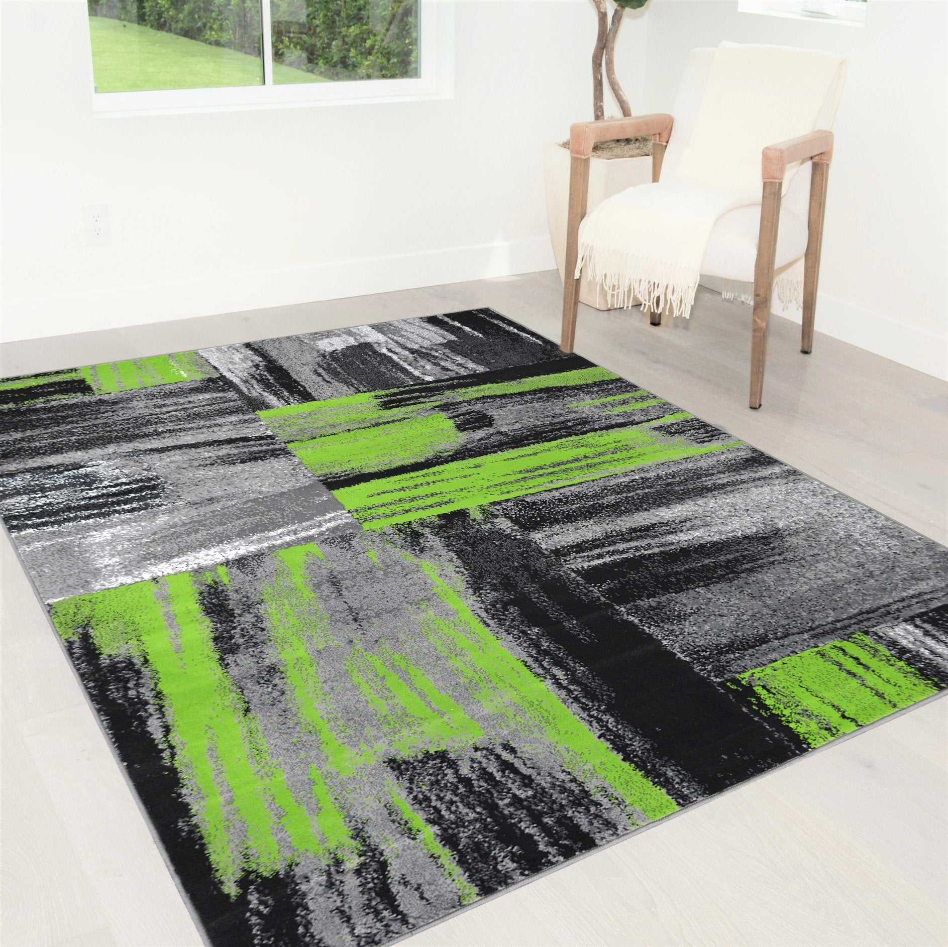 Modern Design Mixed Brush Pattern Colors Area Rug