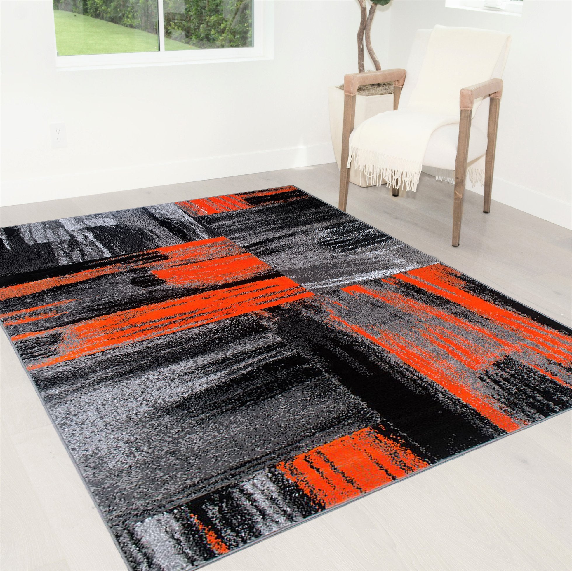 Modern Design Mixed Brush Pattern Colors Area Rug