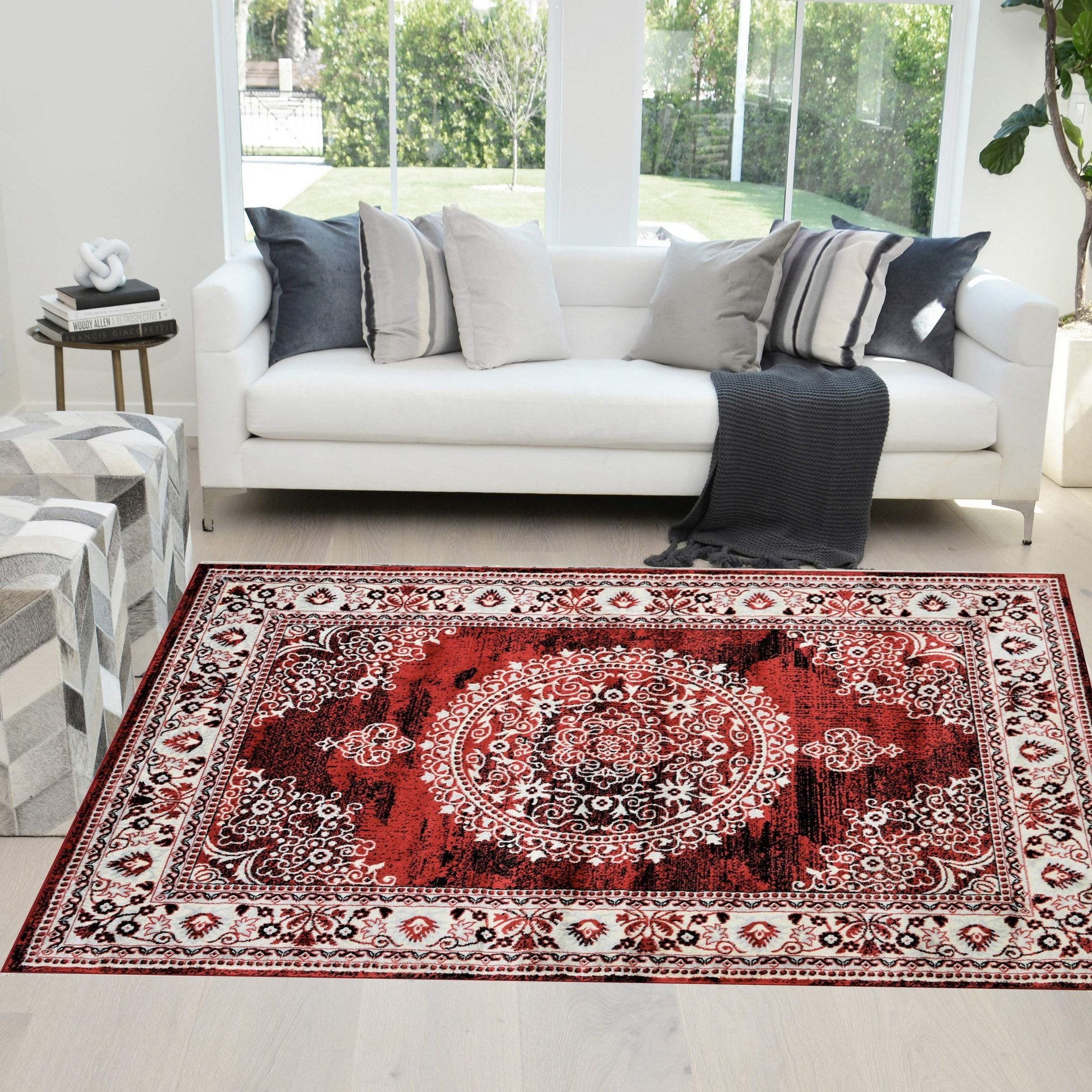 HR Traditional Rug for Living Room Antiqued Oriental Boho Décor Rugs for Bedroom