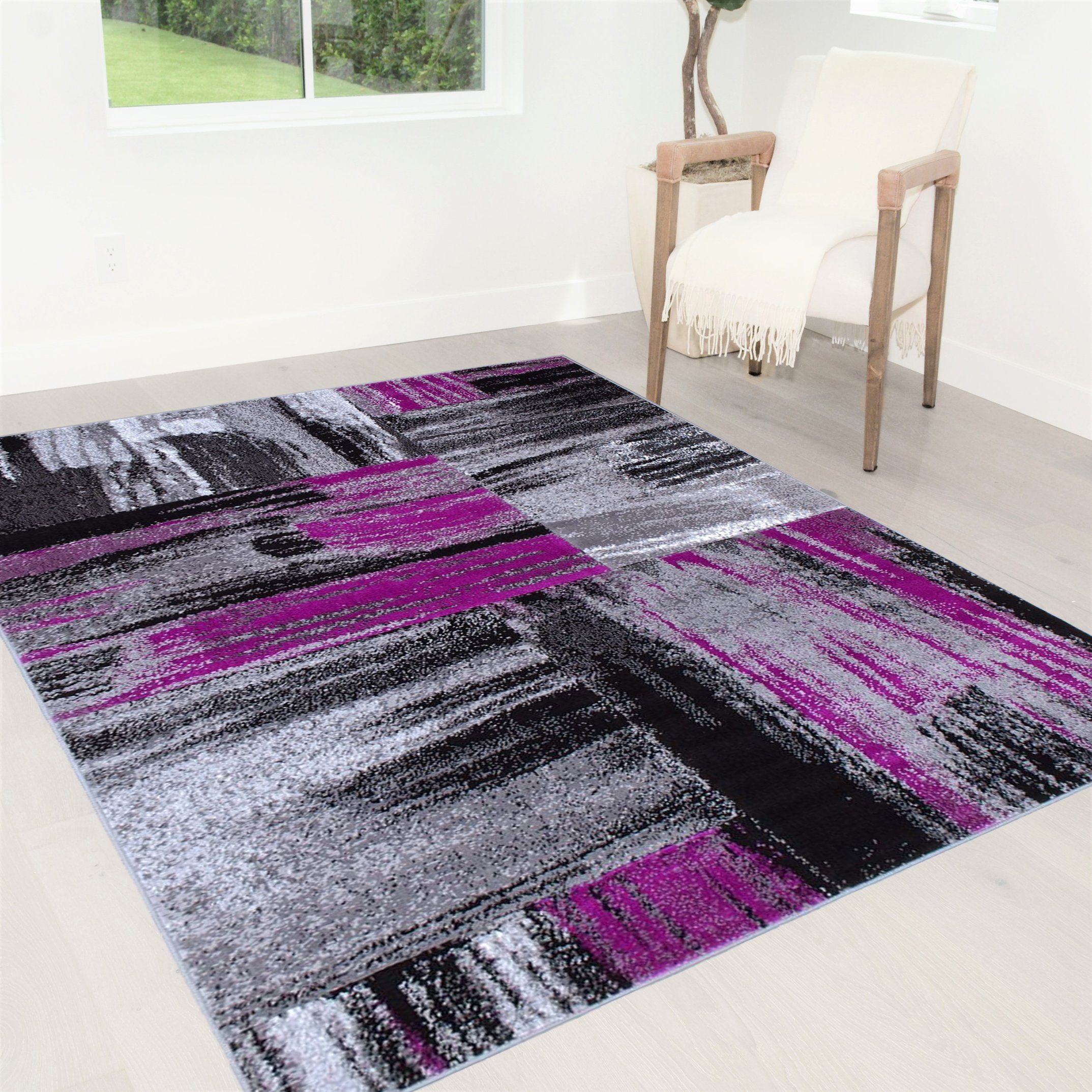 Modern Design Mixed Brush Pattern Colors Area Rug