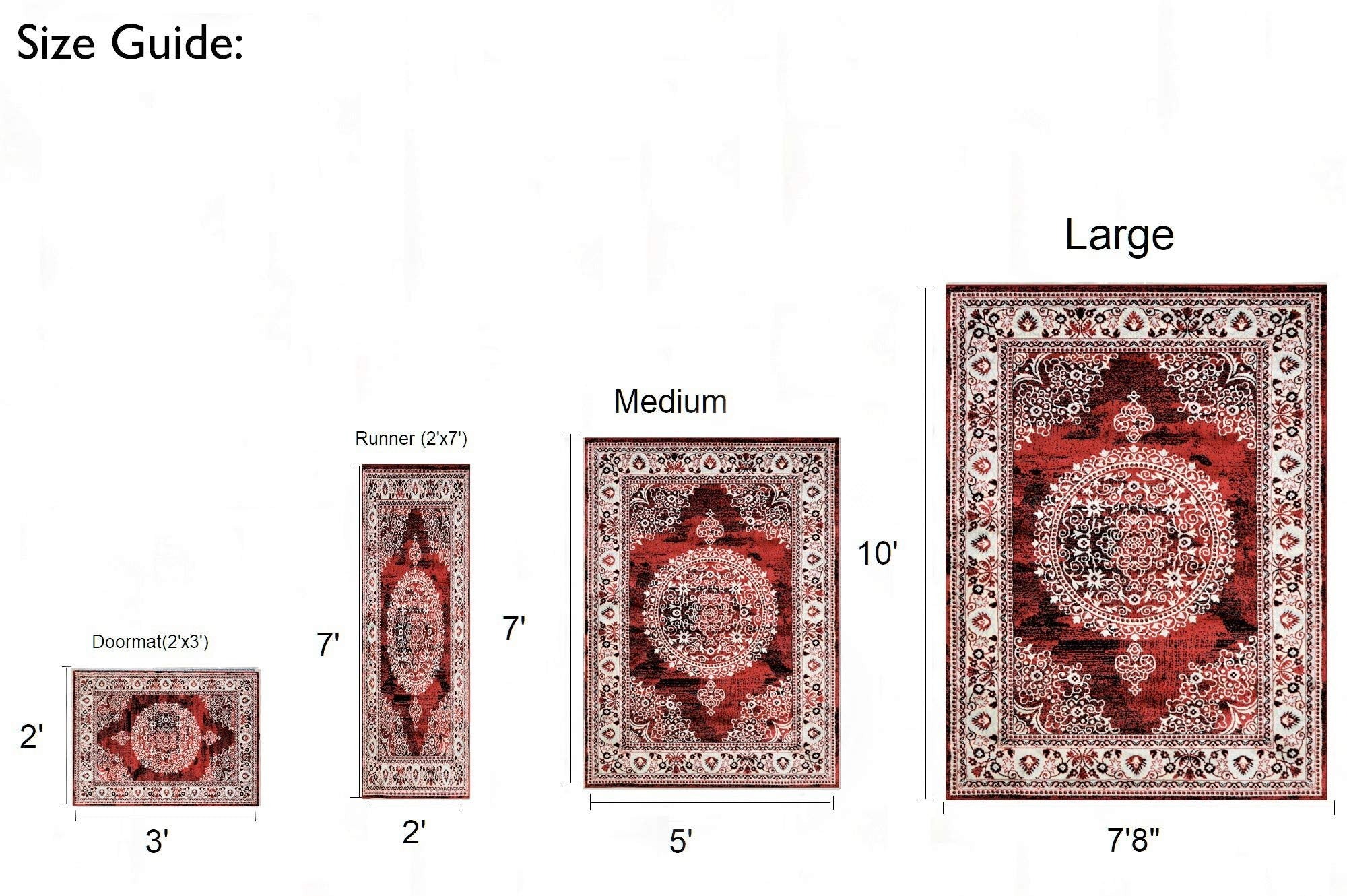 HR Traditional Rug for Living Room Antiqued Oriental Boho Décor Rugs for Bedroom