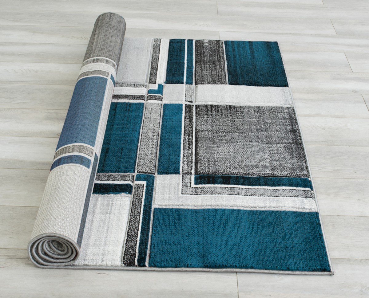 Cubism/Squares Modern  Hand Carved Area Rug 15