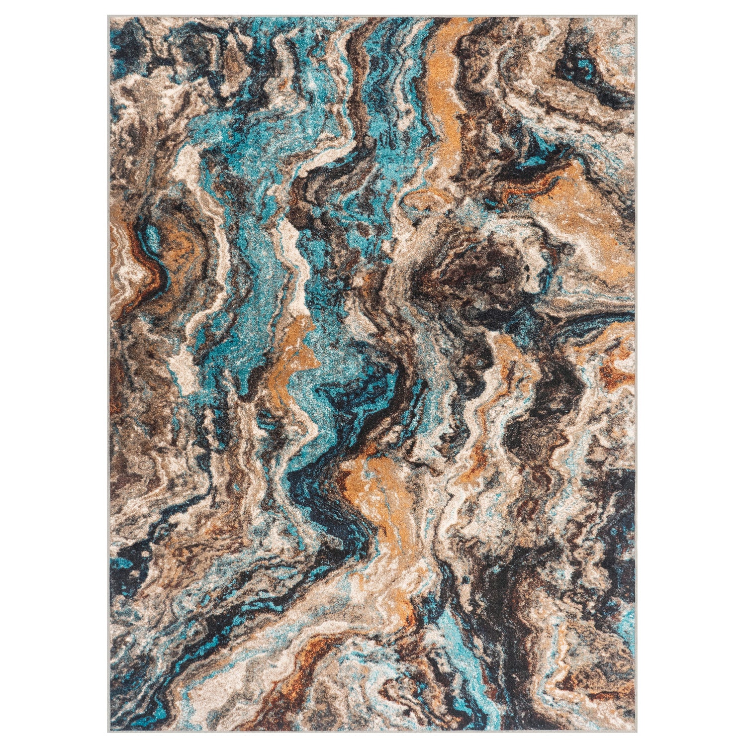 Stylish turquoise and burgundy marble rug. Washable, non-slip, and foldable. Available in 3 sizes. Perfect for any space
