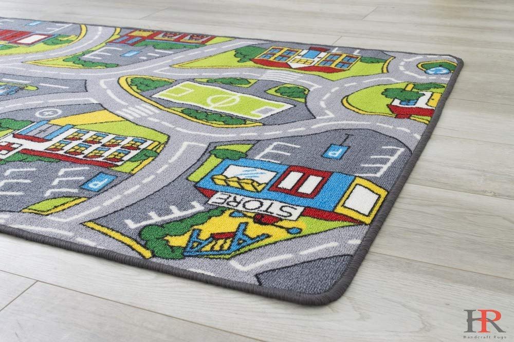 Kids Car Road Rugs City Map-4 Play Non-Slip