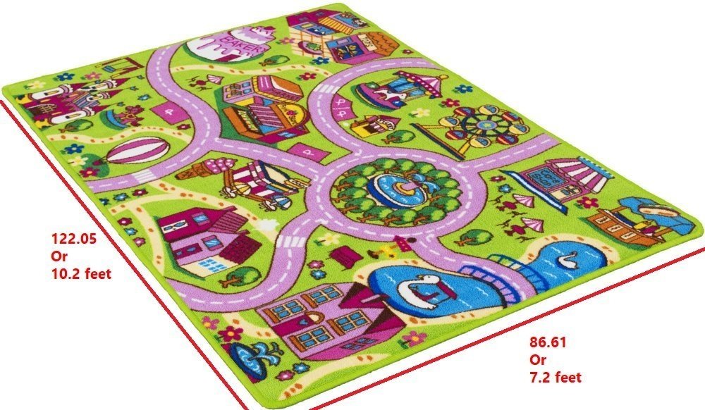 Road Mats by Handcraft Rugs-My Neighborhood Map/Blue/Grey and Multi color Anti Slip Rug / Car kids rugs Game Carpets for Kids Toy Kids learning rug Kids Floor Rug (Approximately 3 feet by 5 feet)