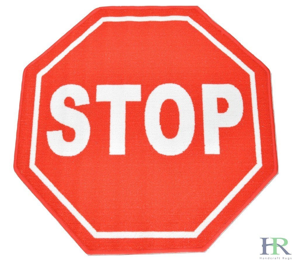 Stop Sign Non-Slip Doormat / Mat For Office and Room and Driving School - 3 feet by 3 feet