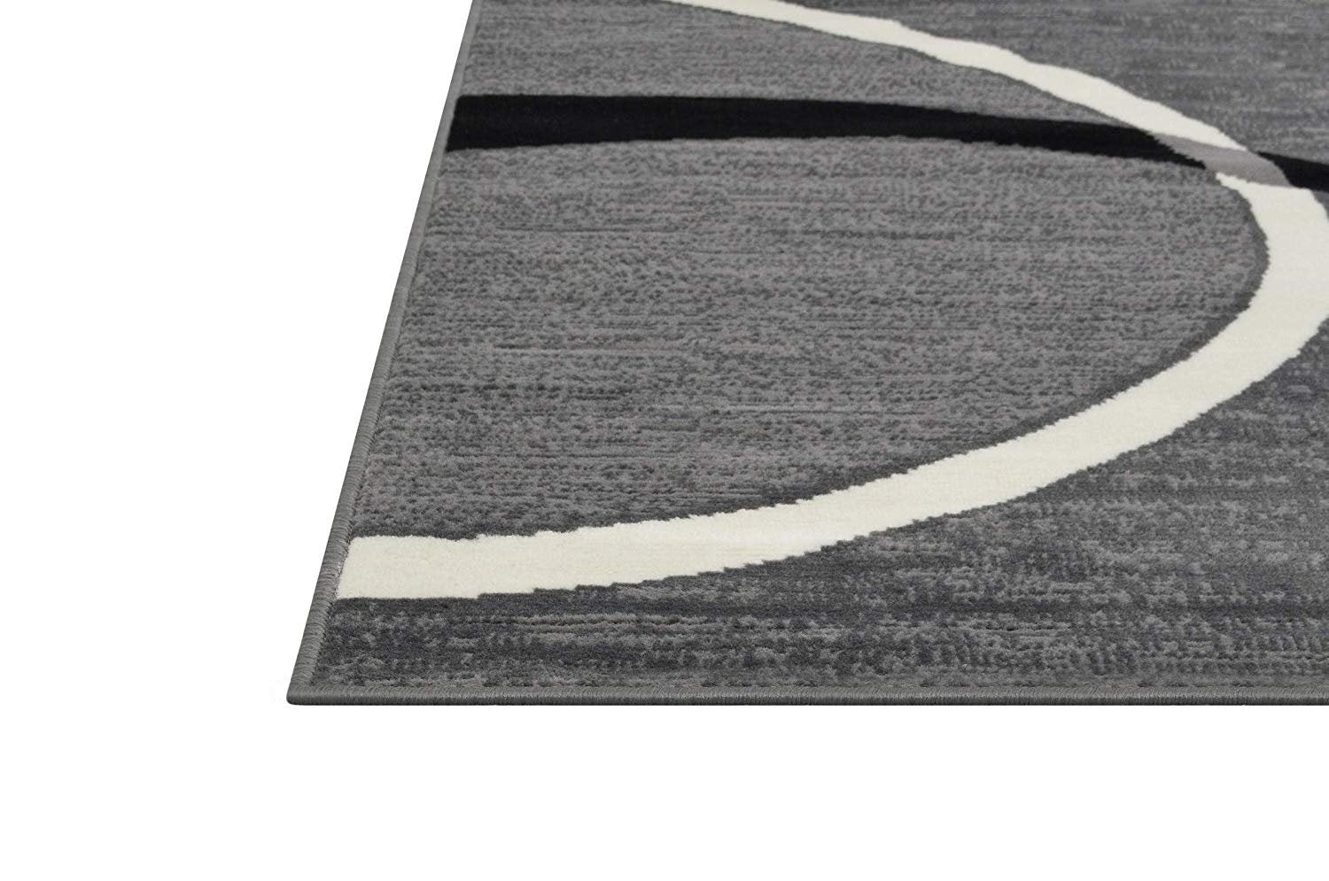 Geometric Stripes Area Rug Oval Pattern Modern Black & Grey