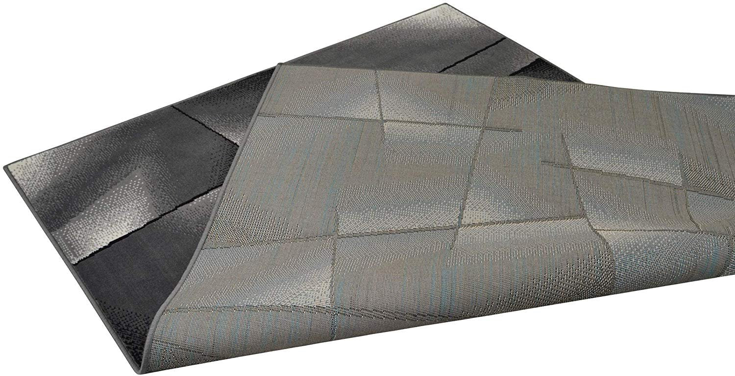 Triangle Pattern Rug Geometric Contemporary Black & Grey