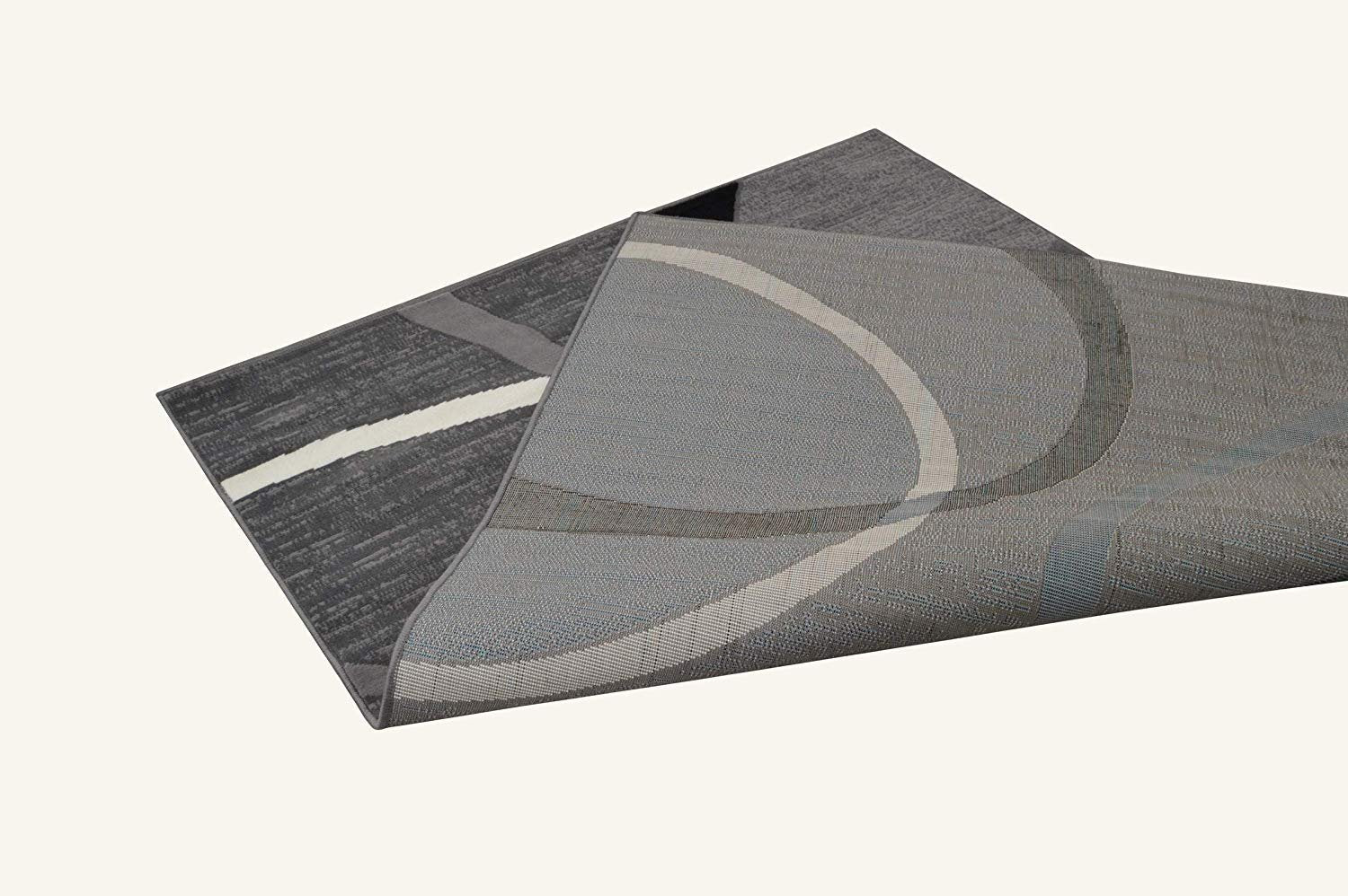 Geometric Stripes Area Rug Oval Pattern Modern Black & Grey