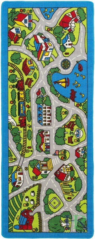 Road Mats by Handcraft Rugs-My Neighborhood Map/Blue/Grey and Multi color Anti Slip Rug / Car kids rugs Game Carpets for Kids Toy Kids learning rug Kids Floor Rug (Approximately 3 feet by 5 feet)