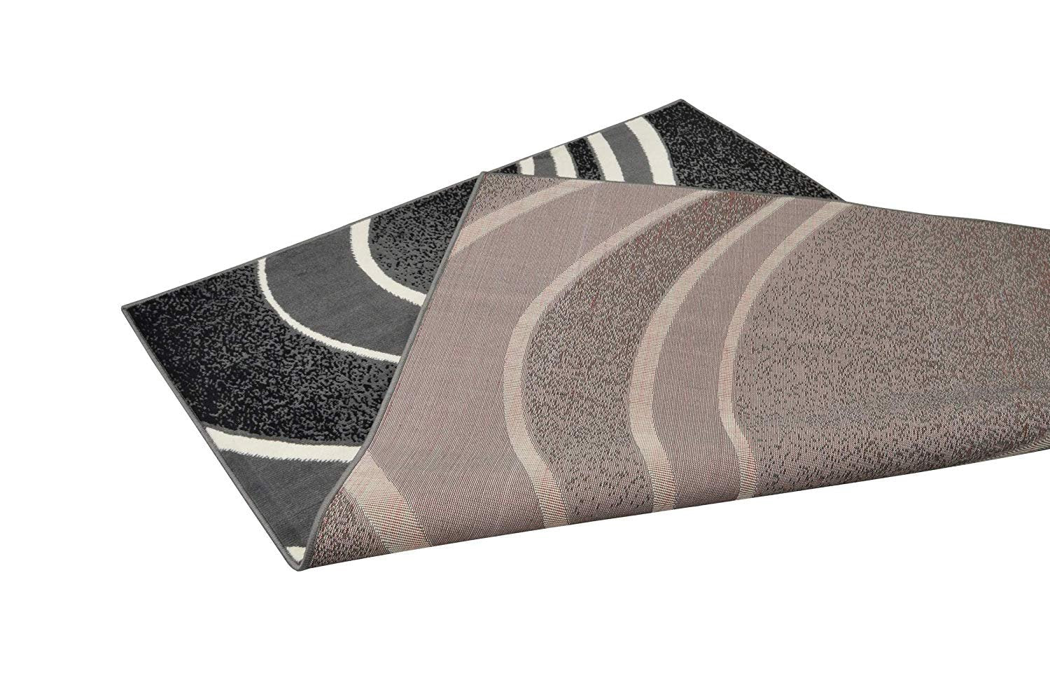 Geometric Stripes Area Rug Contemporary Modern Black & Grey