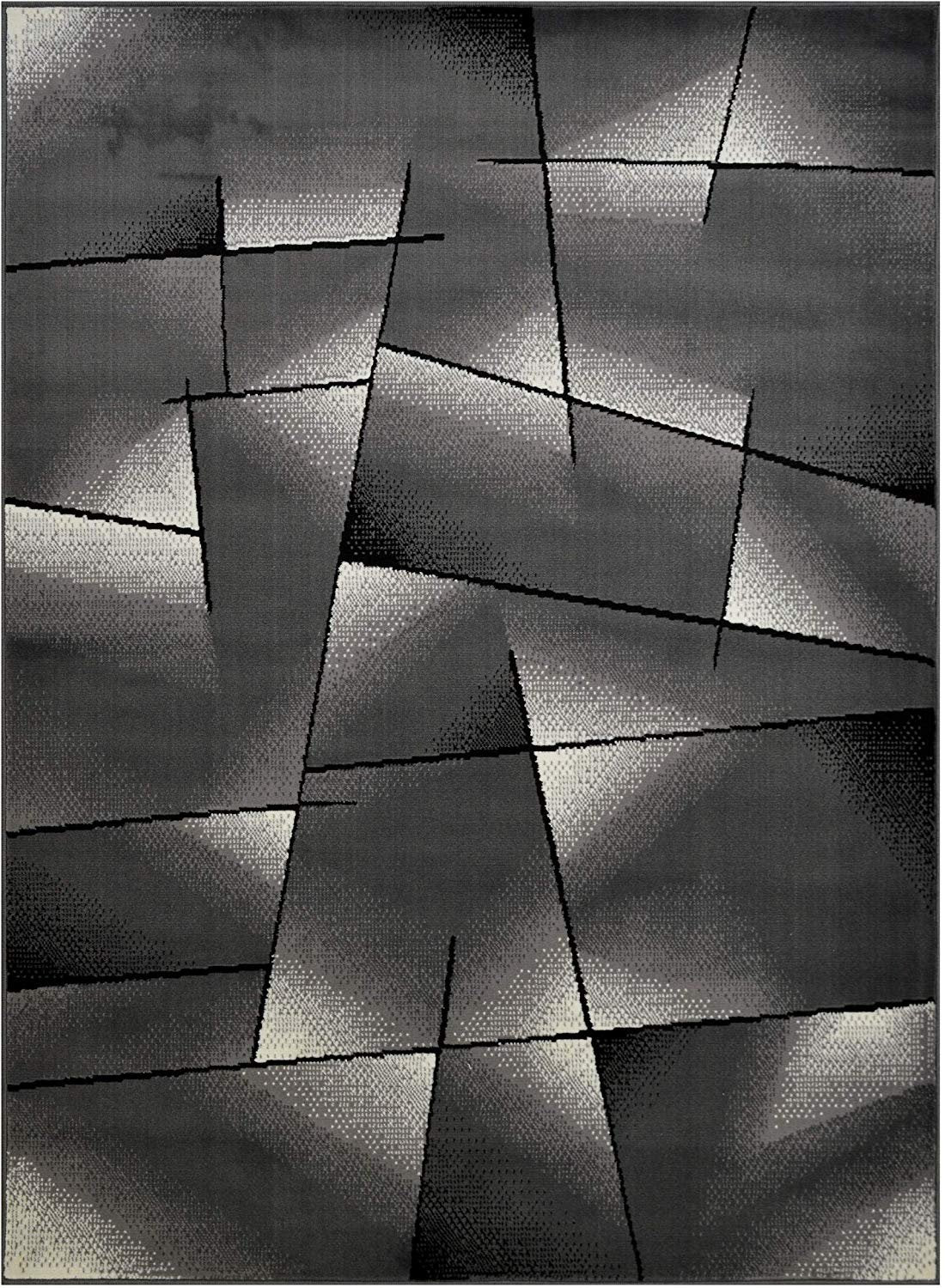 Triangle Pattern Rug Geometric Contemporary Black & Grey