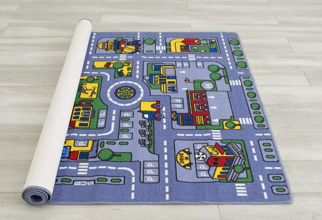 Kids Car Road Rugs City Map Educational Play mat-Non-Slip