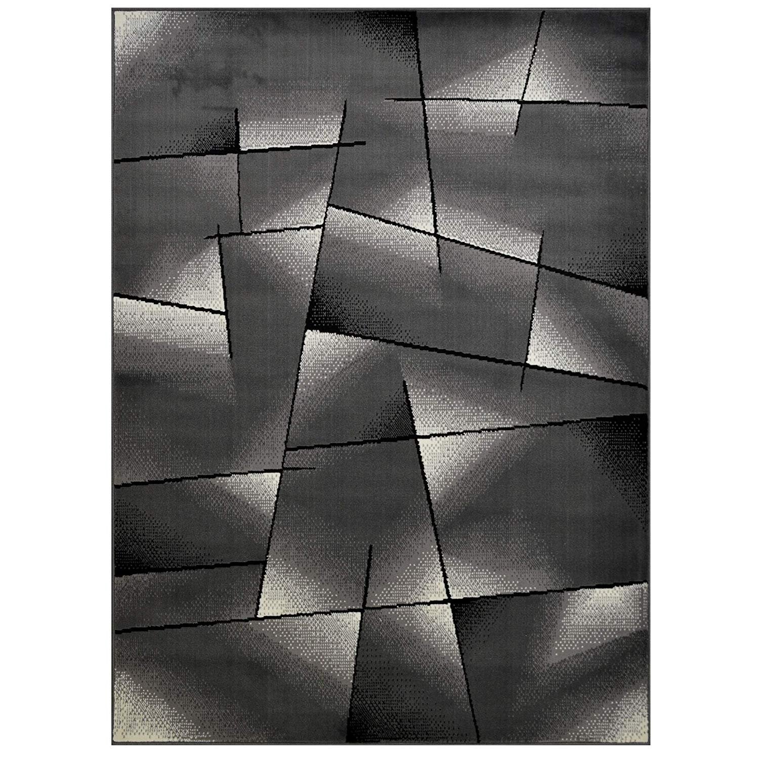 Triangle Pattern Rug Geometric Contemporary Black & Grey