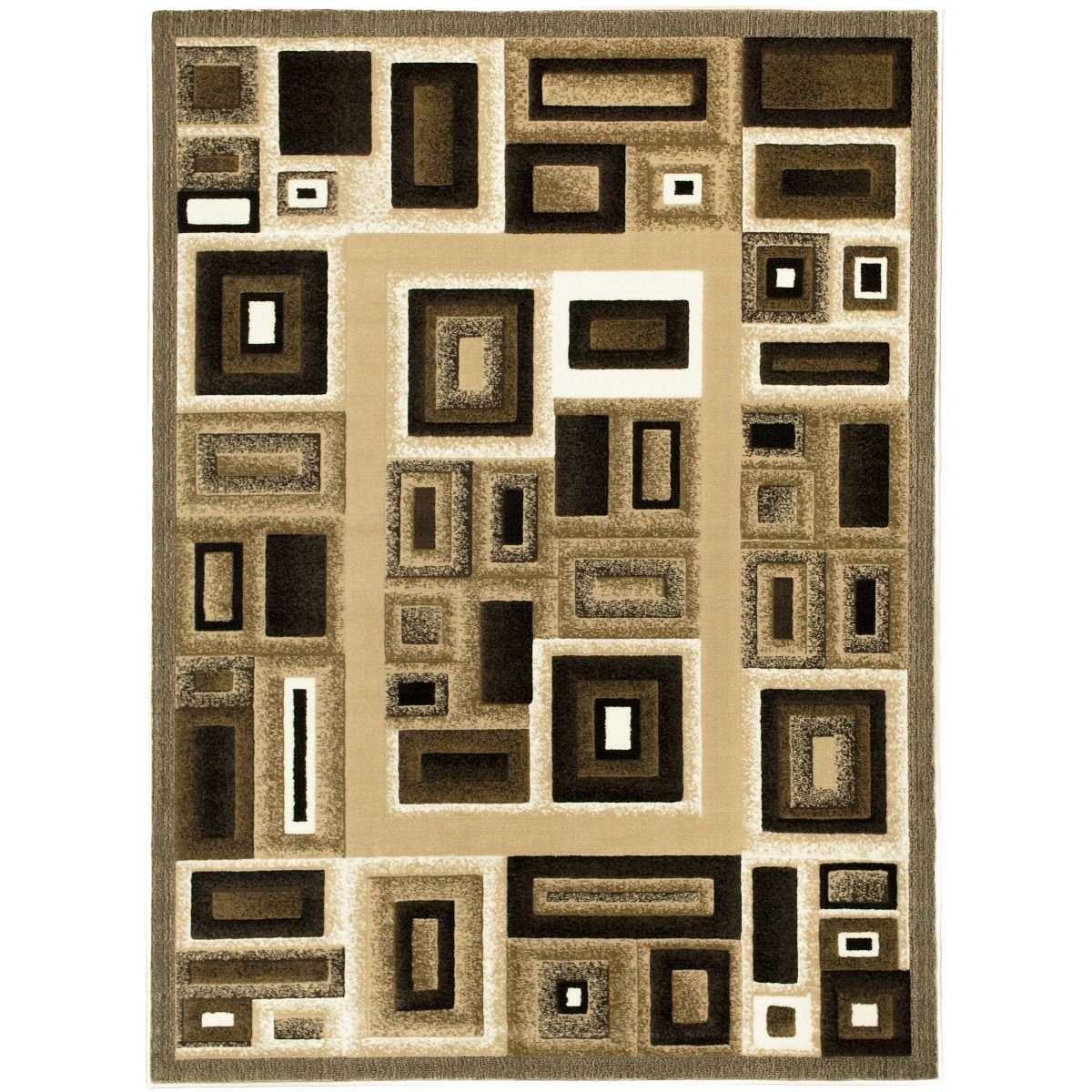 Frame/Boxy/Cube Pattern-Shed Free Rug