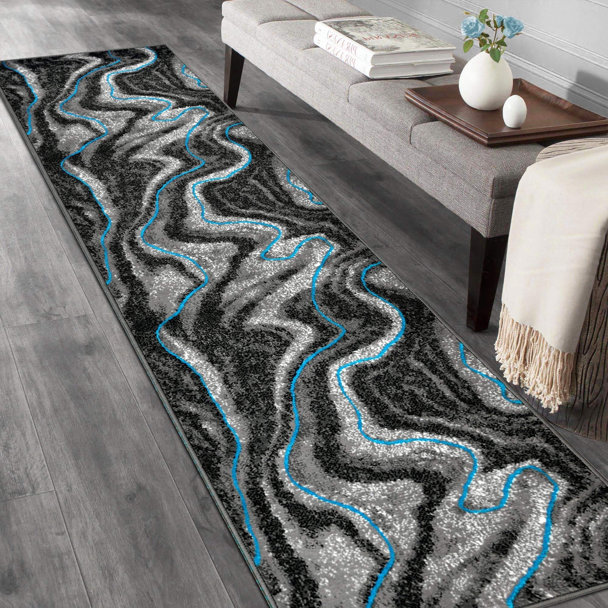 Contemporary Abstract Area Rugs Marble Pattern #296