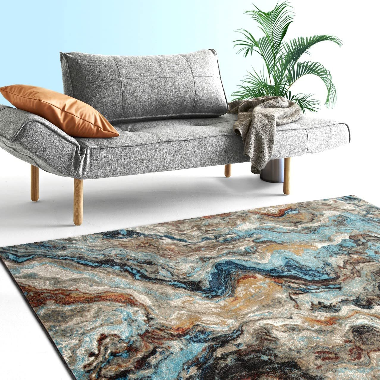 Marble Rugs Turquoise Burgundy # 90