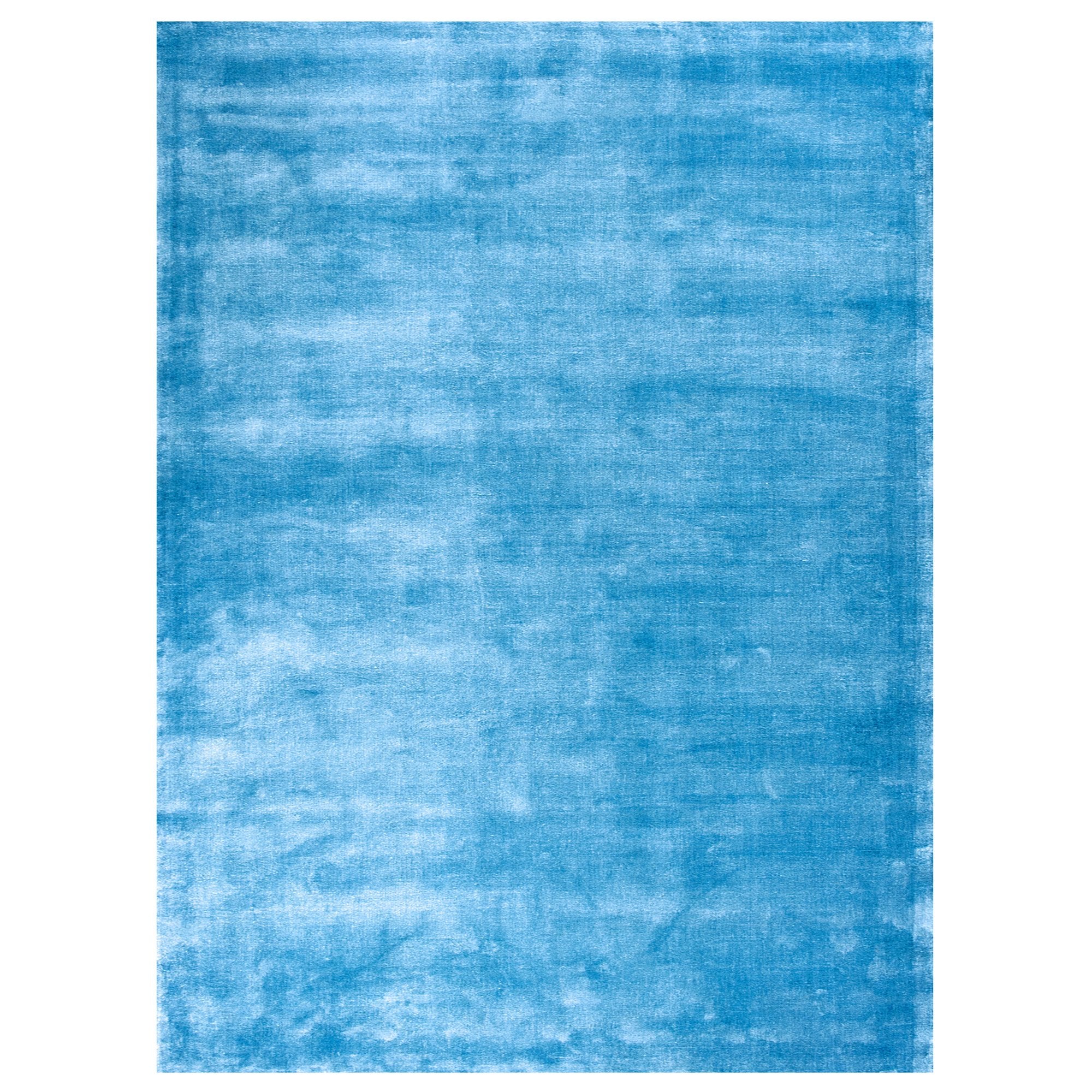 Sky Blu Color Rugs Tencel Ultra-Soft Hand Knotted in India 5' X 8' Rugs for Dining Room