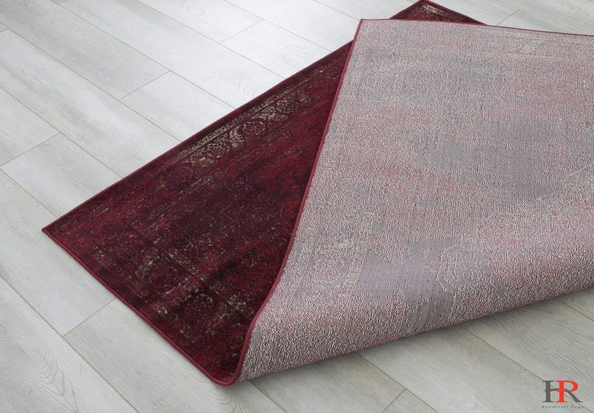 Red/Burgundy/Beige Oriental Distressed – Modern Vintage Design– Abstract Persian Rug
