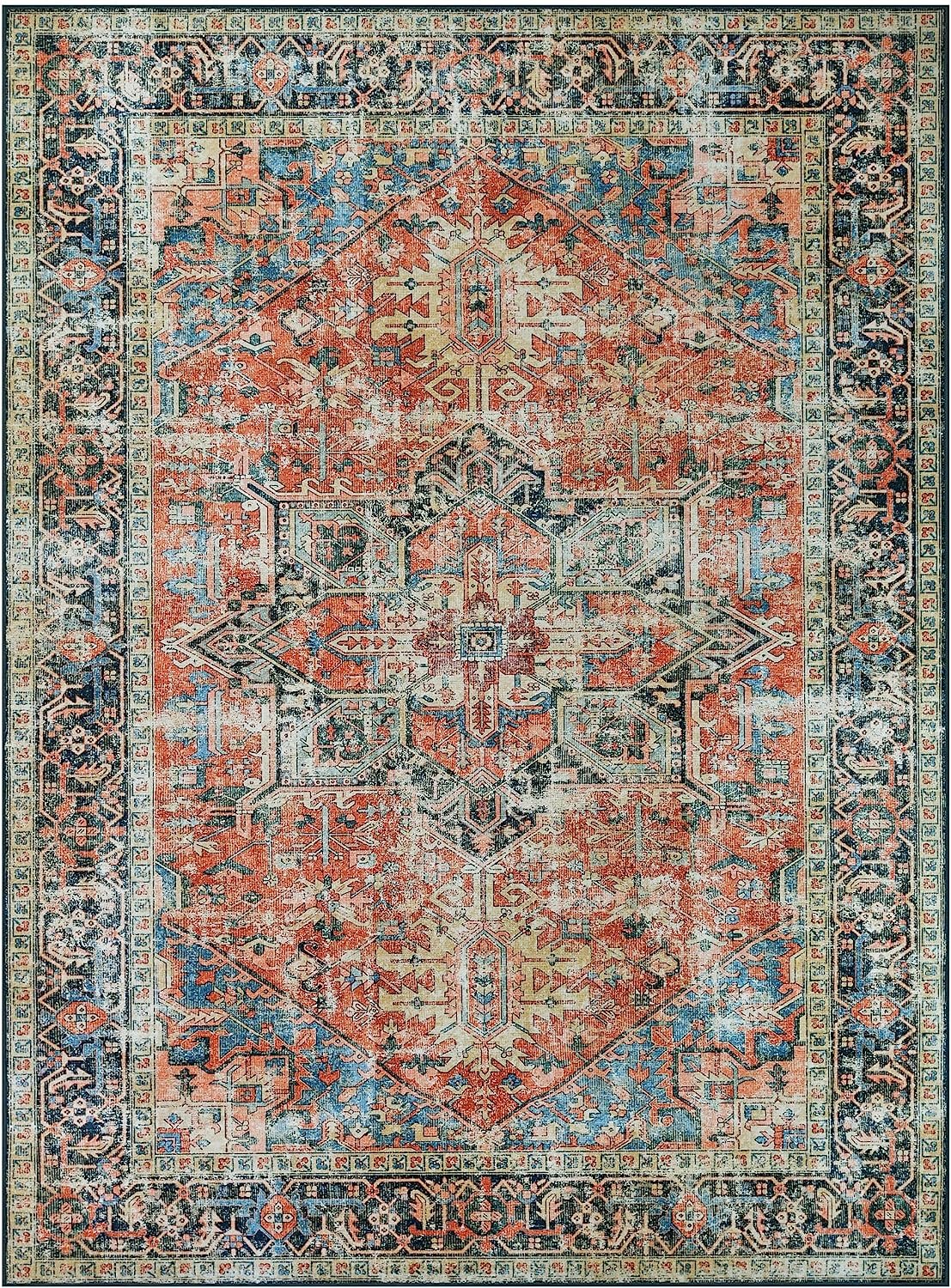 HR Print Bohemian Area Rug - Non-Slip Rubber Backing, Traditional Pattern,  Flat Texture, Polyester - On Sale - Bed Bath & Beyond - 38416210