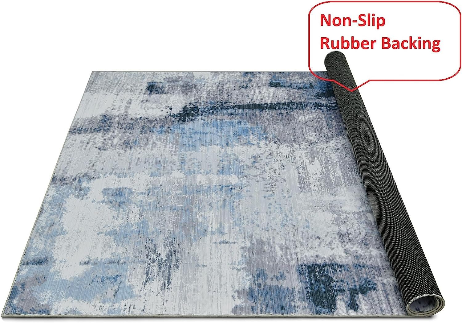 HR Abstract Area Rug - Non-Slip Rubber Backing, Polyester, Flat Texture #1100
