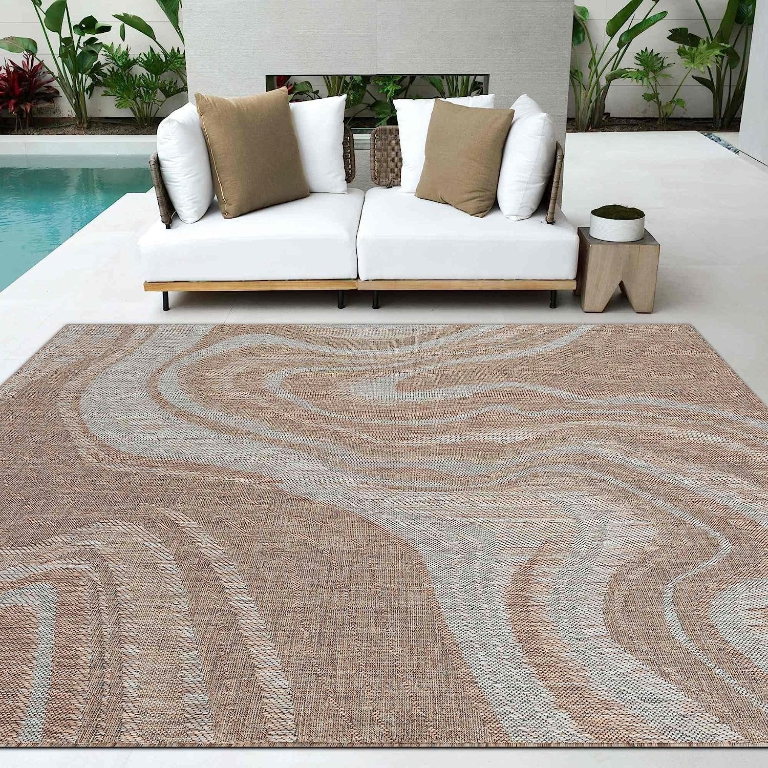 HR Waterproof Ocean Pattern Abstract Outdoor Rug - Stain and Fade-Resistant-#1661