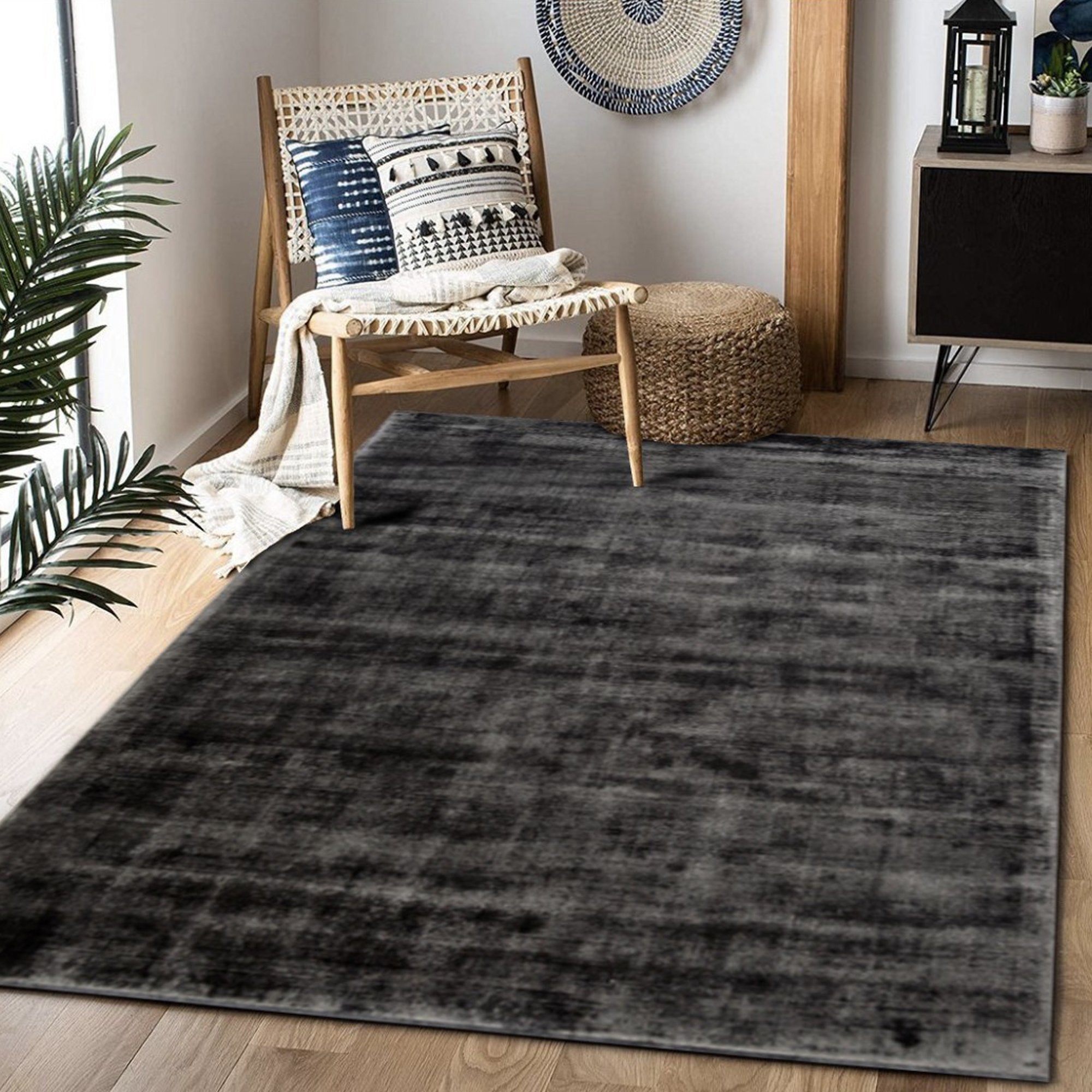 Espresso Color Rugs Tencel Ultra-Soft Hand Knotted in India Rugs for Dining Room