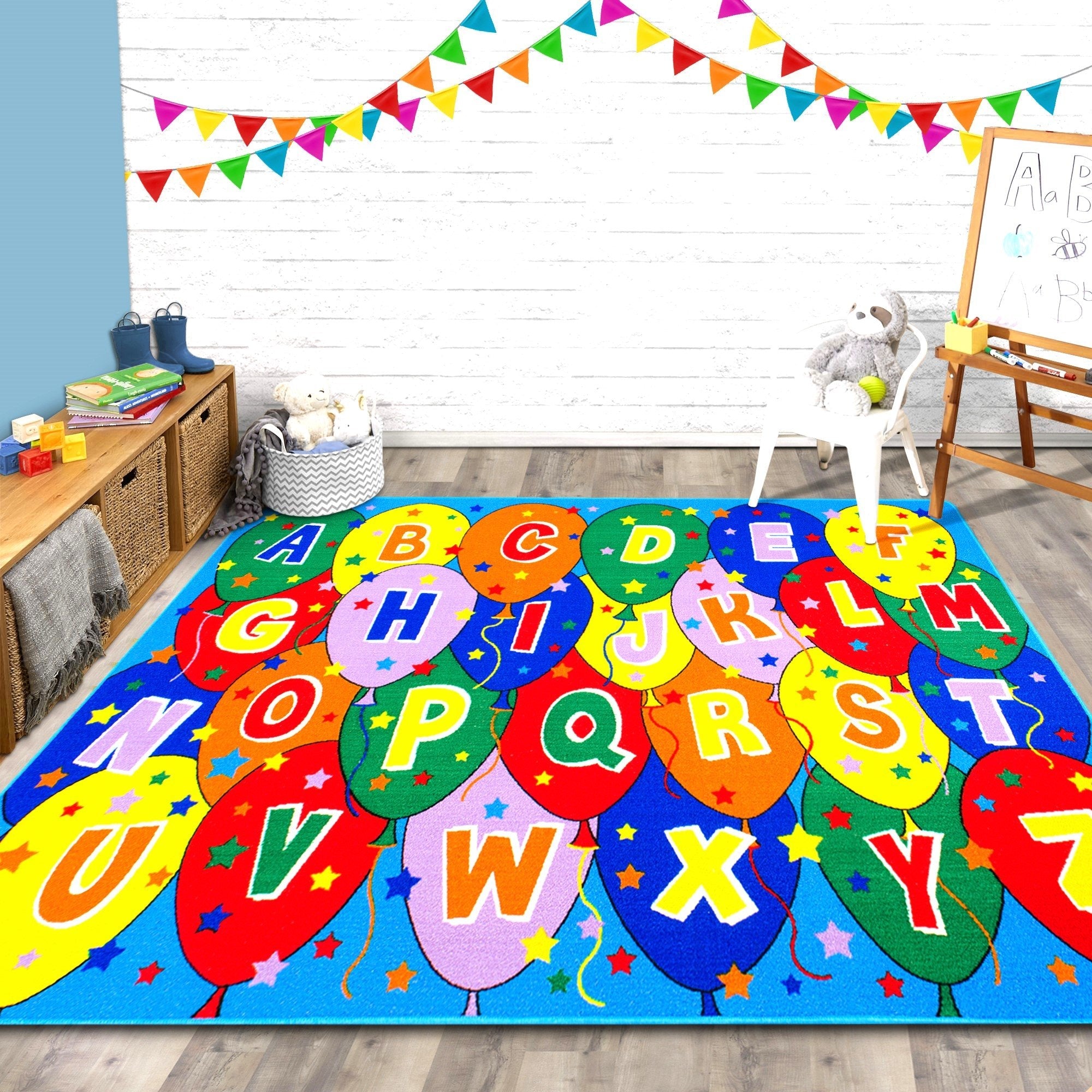 Teaching ABC Balloons Party accent Kids Educational play mat Non-Slip