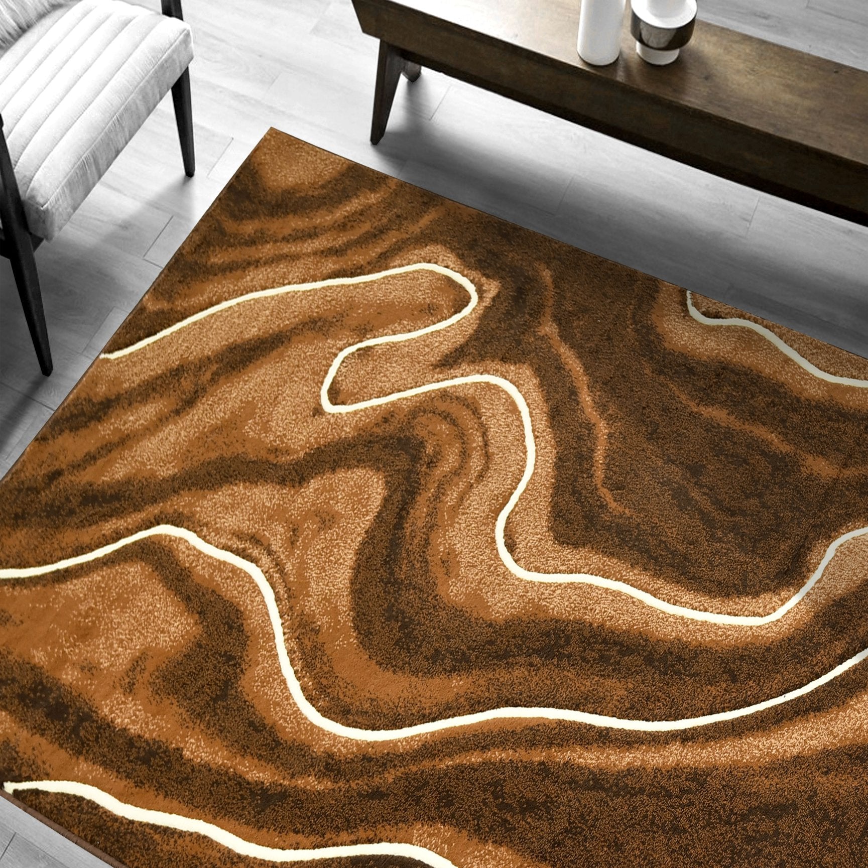 Contemporary Abstract Area Rugs Marble Pattern #296