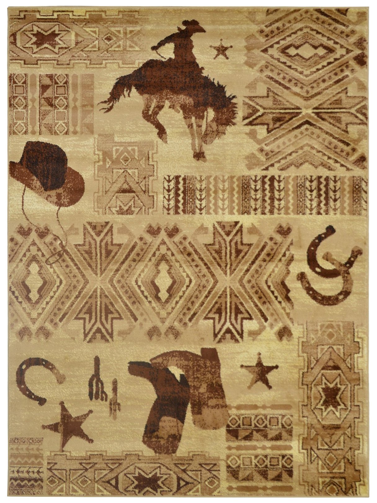 Native American Tribal Vintage Log Cabin Area Rugs 8x10 Rustic Cabin Novelty Rugs for Living Room Cabin Décor Rugs Texas Star Theme Cowboy Rug Carpet Luxury Home Decor|7’.5” by 10’.5”|