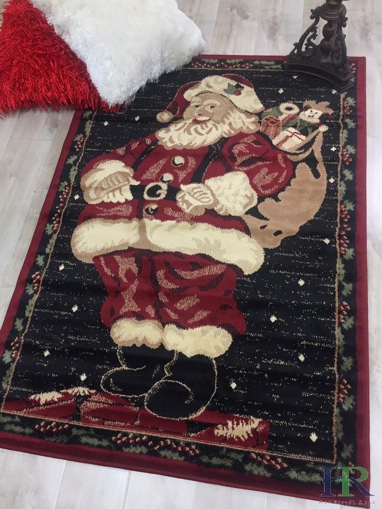HR Santa Rug Red Holiday Rugs (Approximately 3 ft. by 5 ft.)