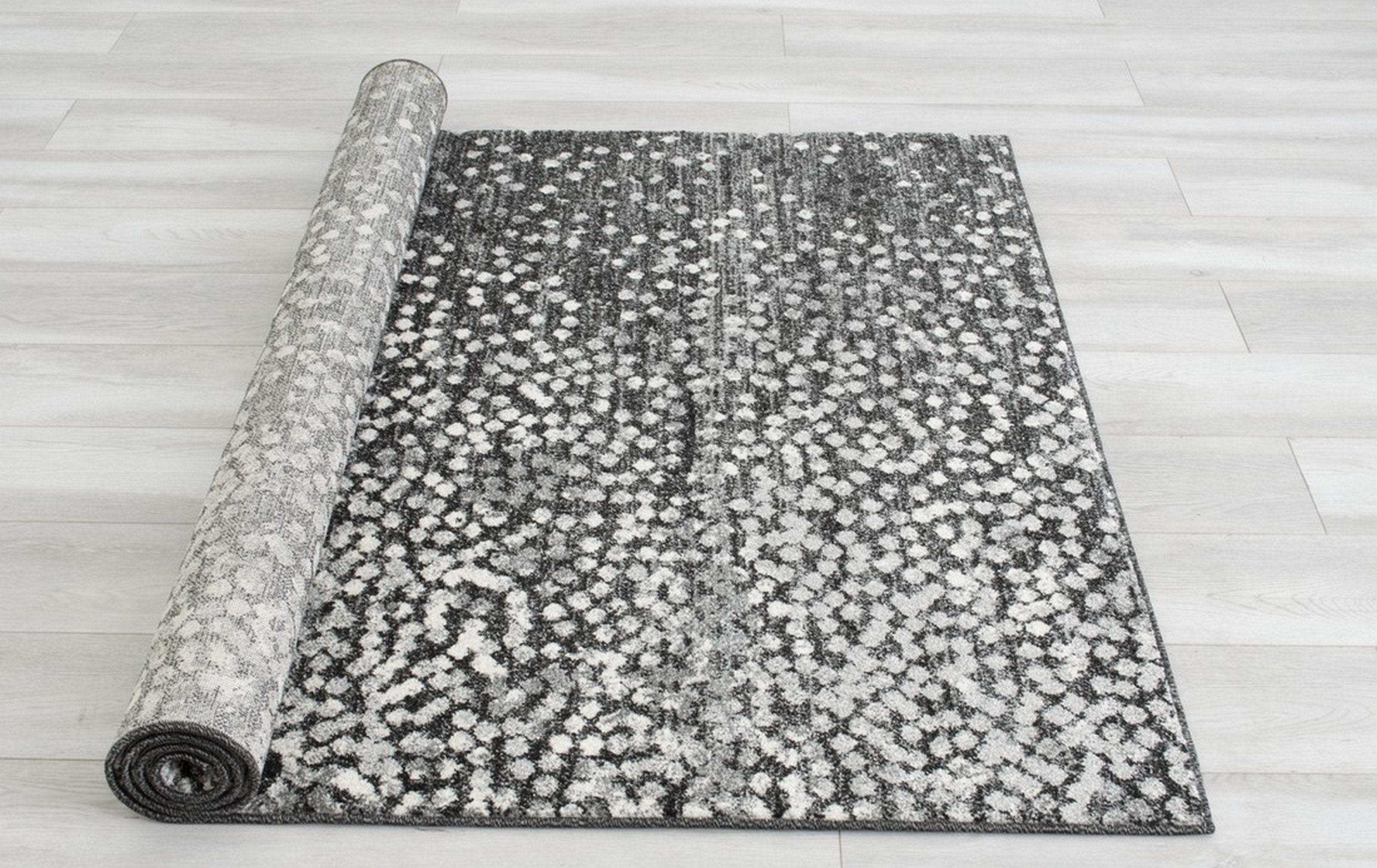 Silver/Ash Gray  Polka Dot Pattern Fashion Rug (7x10 feet)