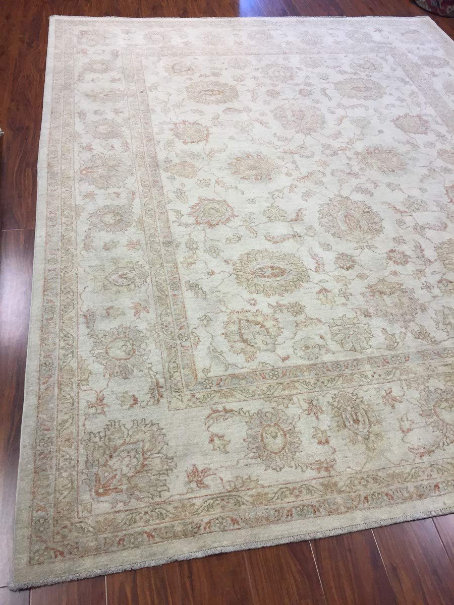 Hand Knotted Pakistani Rug-Ziegler-Ivory/Beige/Multi-(8.1 by 10.2 Feet)