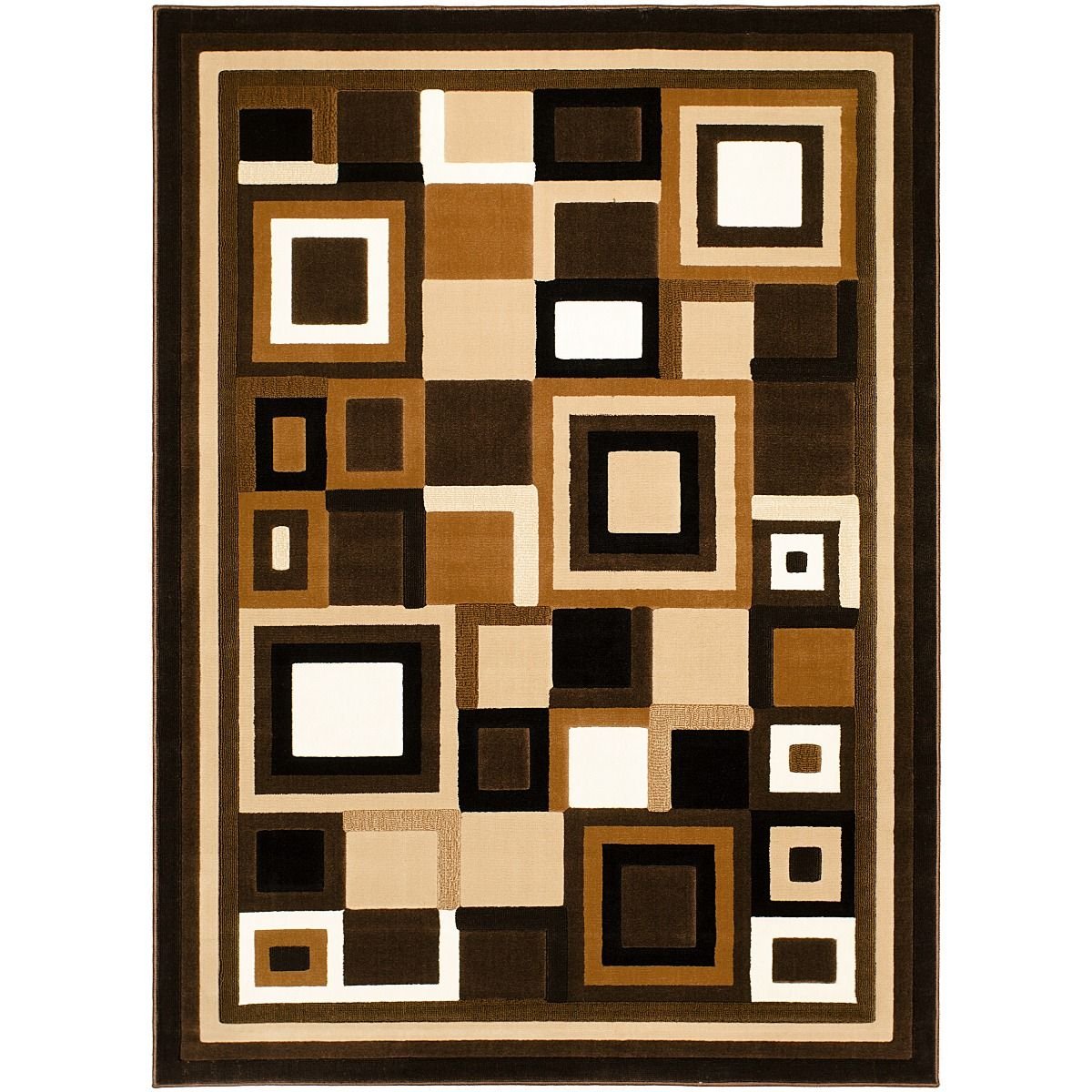 Living Room Rugs- Geometric Brown/Beige/Ivory/Chocolate